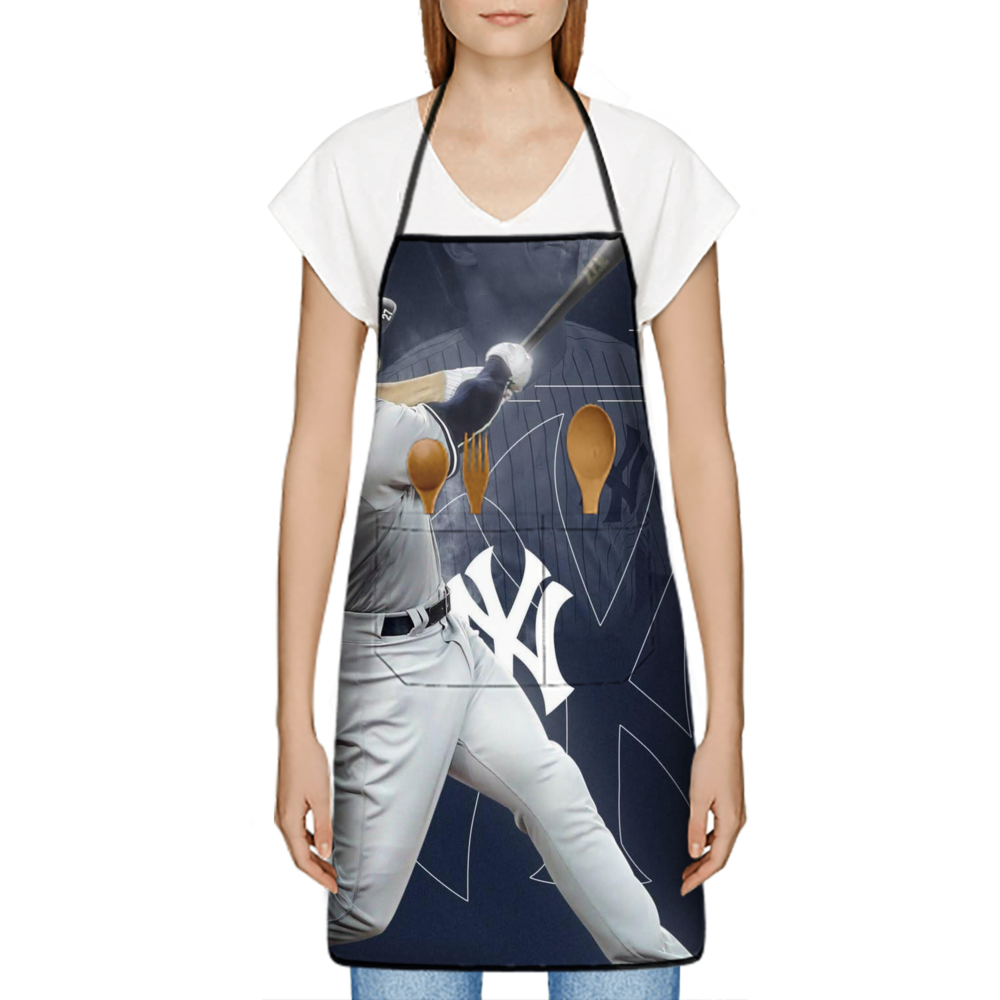 Giancarlo Stanton 27 Stain-Resistant Polyester Apron With Pocket – Full Print, Waterproof, Anti-Wrinkle, Anti-Pilling – Ideal For Kitchen, BBQ, Restaurant, Salon & More