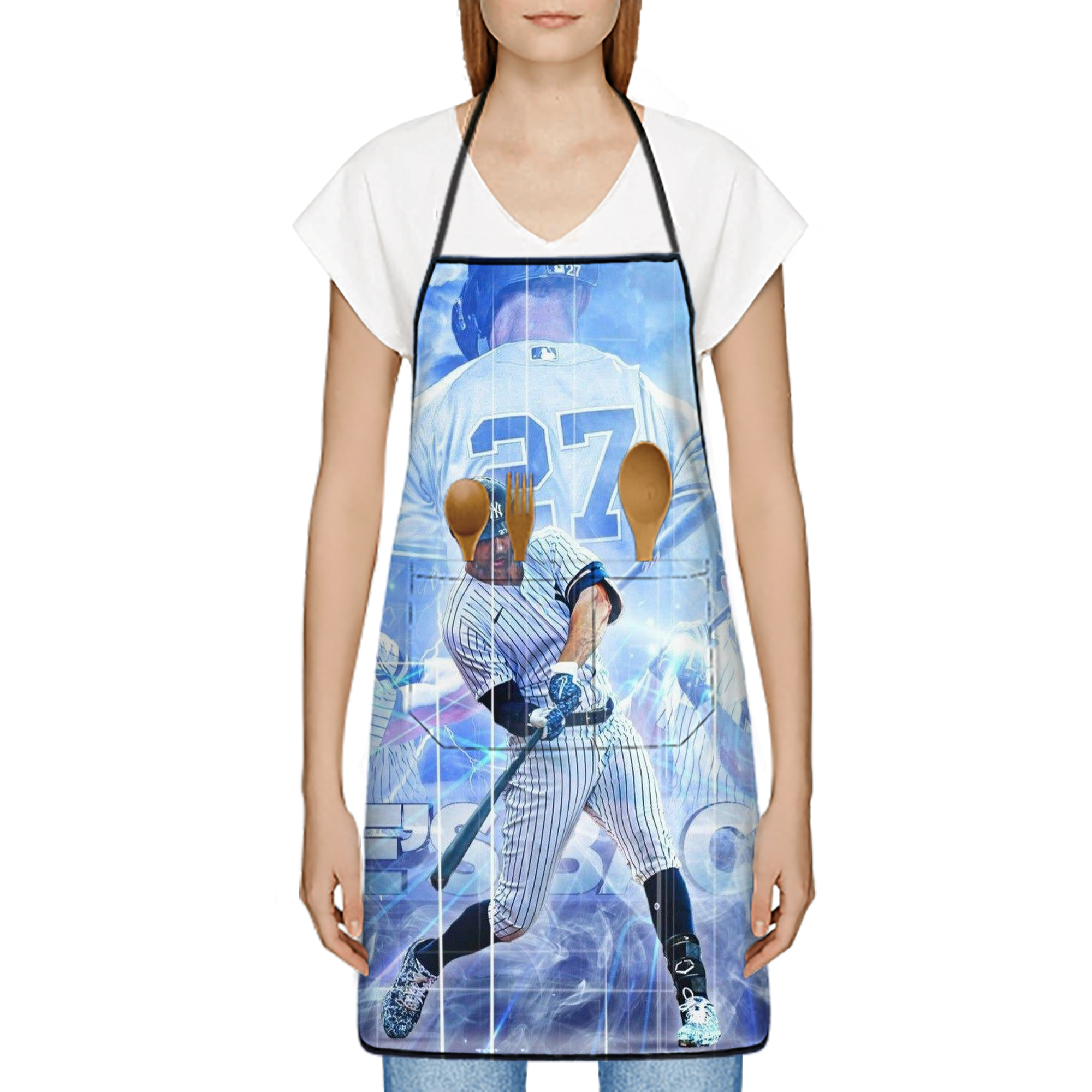 Giancarlo Stanton 26 Stain-Resistant Polyester Apron With Pocket – Full Print, Waterproof, Anti-Wrinkle, Anti-Pilling – Ideal For Kitchen, BBQ, Restaurant, Salon & More