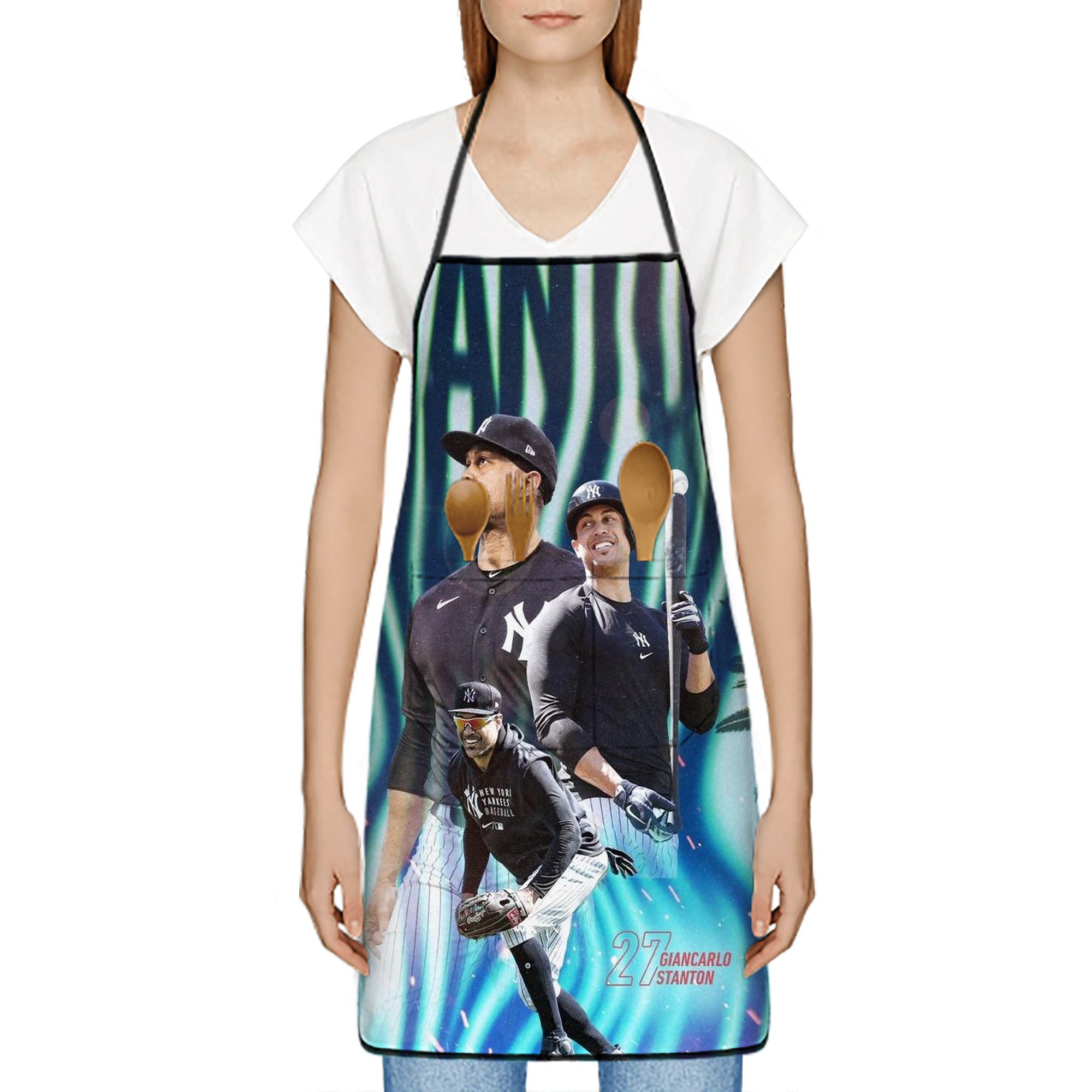 Giancarlo Stanton 31 Stain-Resistant Polyester Apron With Pocket – Full Print, Waterproof, Anti-Wrinkle, Anti-Pilling – Ideal For Kitchen, BBQ, Restaurant, Salon & More