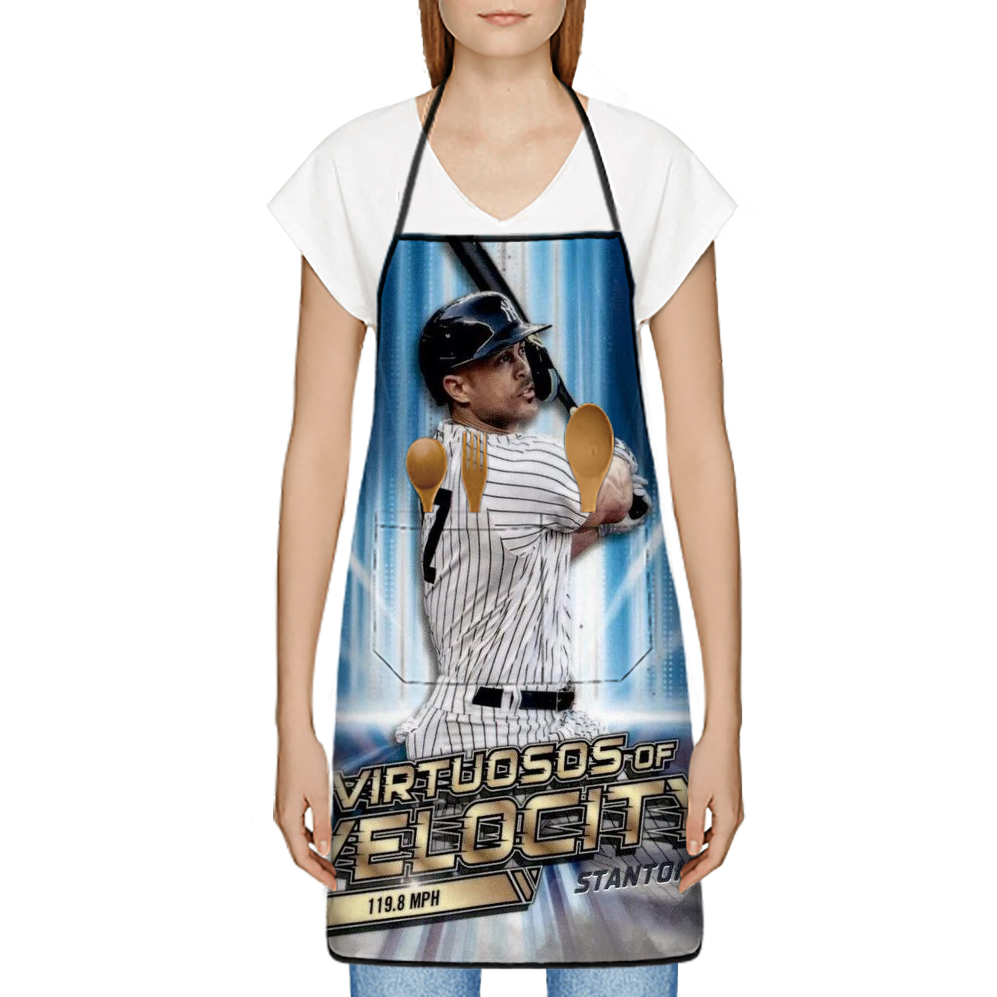 Giancarlo Stanton 33 Stain-Resistant Polyester Apron With Pocket – Full Print, Waterproof, Anti-Wrinkle, Anti-Pilling – Ideal For Kitchen, BBQ, Restaurant, Salon & More