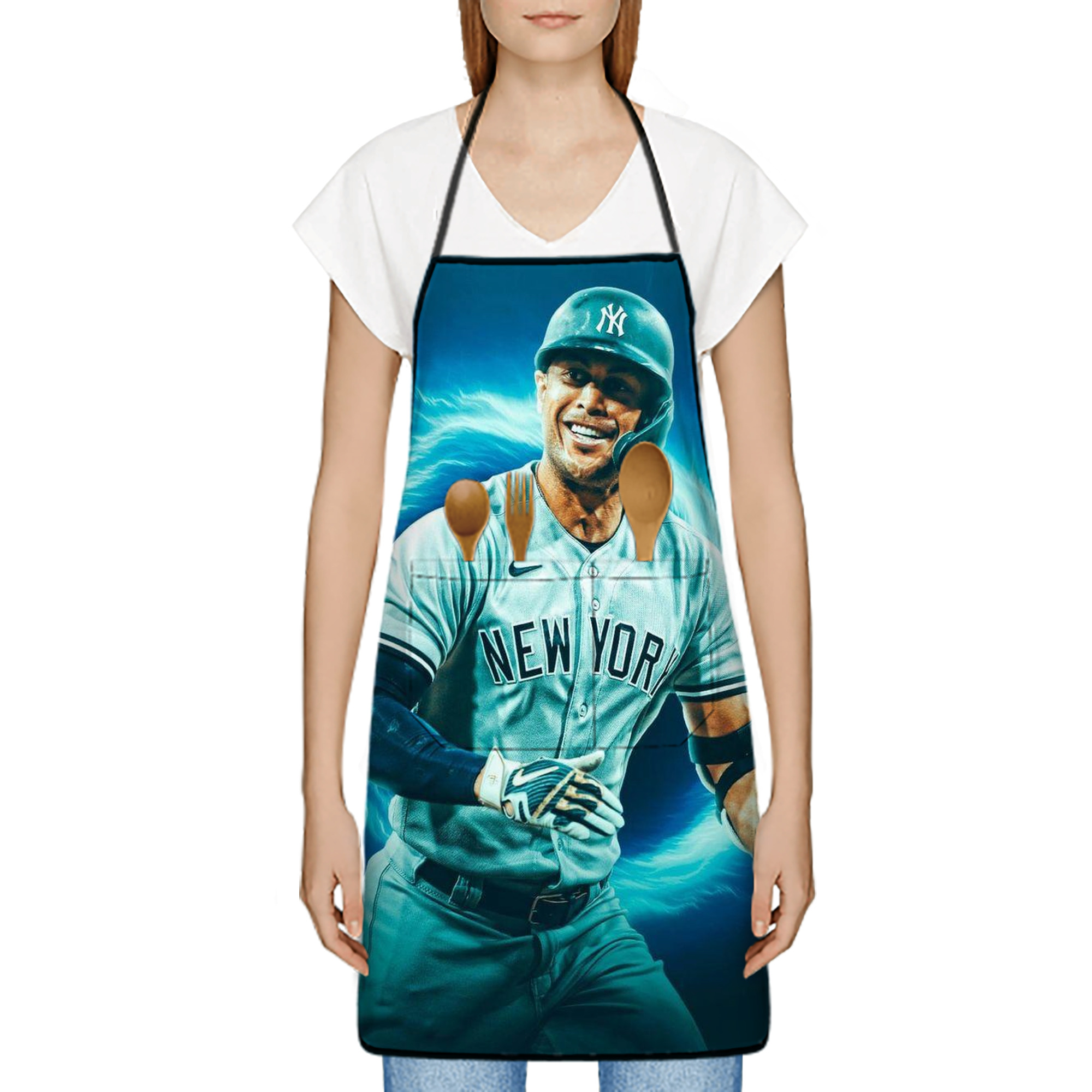 Giancarlo Stanton 35 Stain-Resistant Polyester Apron With Pocket – Full Print, Waterproof, Anti-Wrinkle, Anti-Pilling – Ideal For Kitchen, BBQ, Restaurant, Salon & More