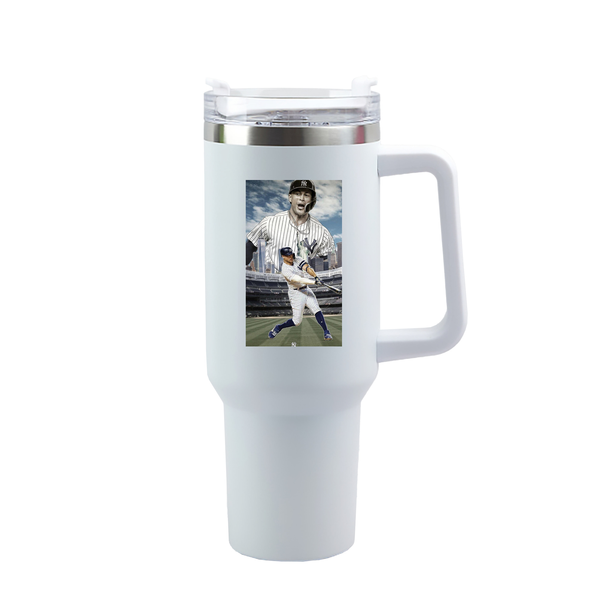 Giancarlo Stanton 14 40oz Handle Car Tumbler – Durable Stainless Steel Travel Mug With UV Print – Double Wall Insulated, Fits Most Car Cup Holders