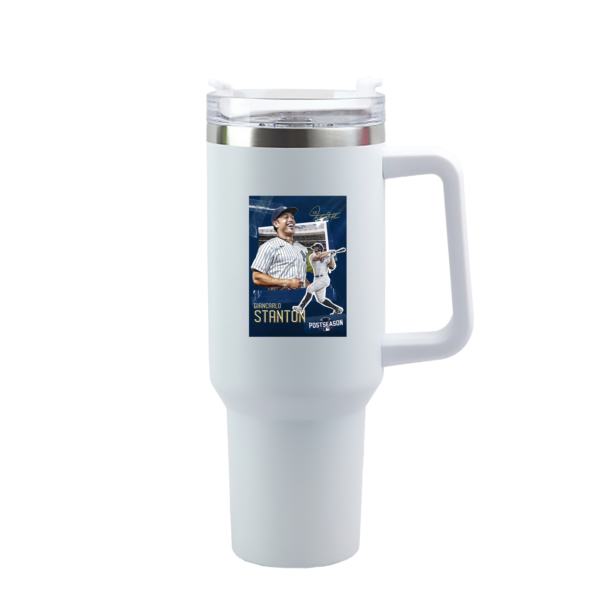 Giancarlo Stanton 18 40oz Handle Car Tumbler – Durable Stainless Steel Travel Mug With UV Print – Double Wall Insulated, Fits Most Car Cup Holders