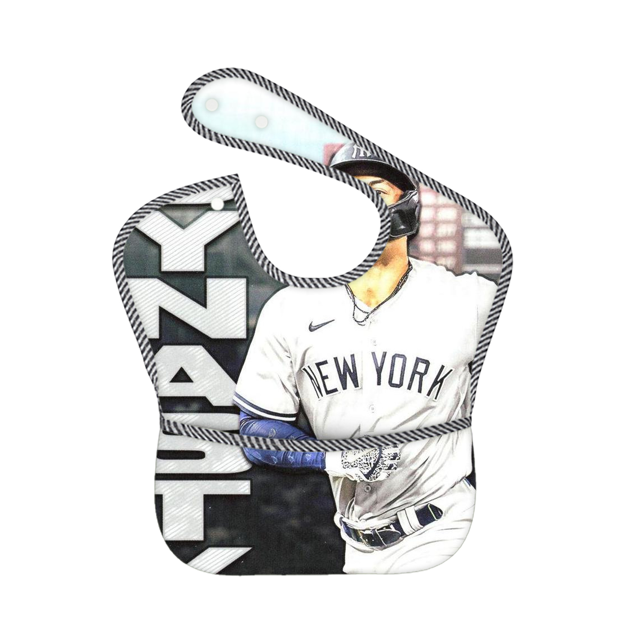 Giancarlo Stanton 21 Adjustable Waterproof Toddler Bib – Full-Print Durable Polyester – Foldable Crumb Pocket – Easy Snap Closure – Soft