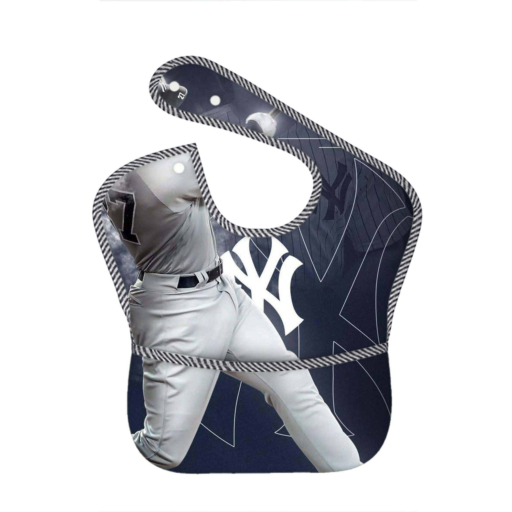 Giancarlo Stanton 27 Adjustable Waterproof Toddler Bib – Full-Print Durable Polyester – Foldable Crumb Pocket – Easy Snap Closure – Soft