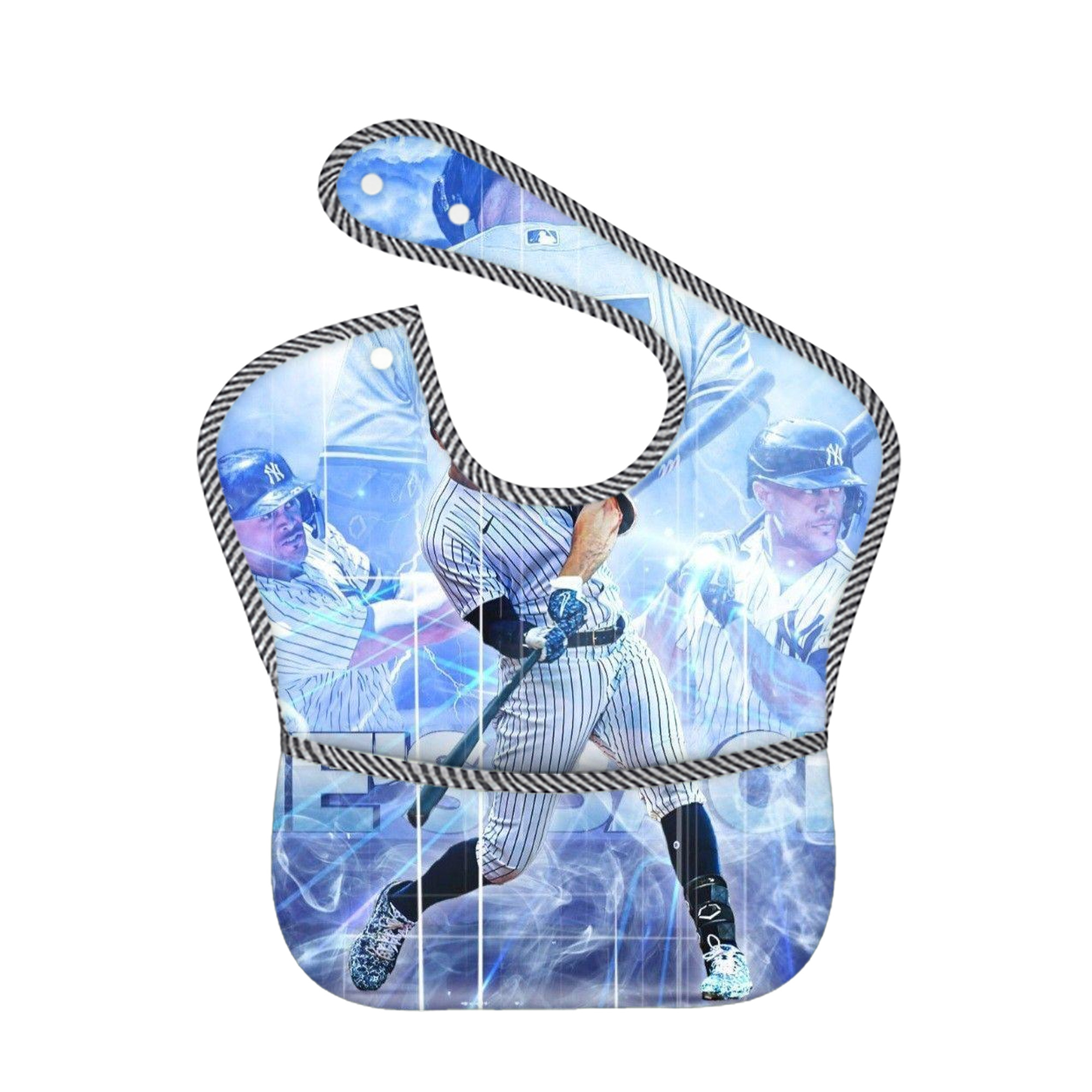 Giancarlo Stanton 26 Adjustable Waterproof Toddler Bib – Full-Print Durable Polyester – Foldable Crumb Pocket – Easy Snap Closure – Soft