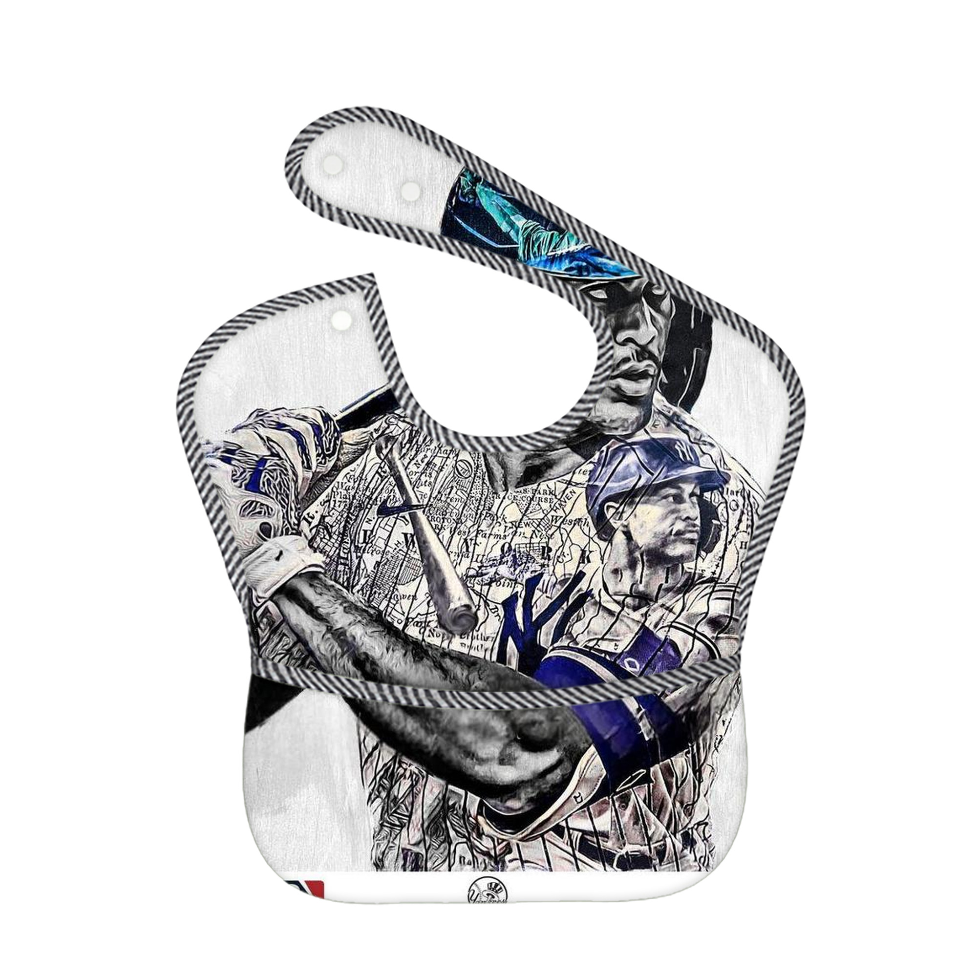 Giancarlo Stanton 28 Adjustable Waterproof Toddler Bib – Full-Print Durable Polyester – Foldable Crumb Pocket – Easy Snap Closure – Soft