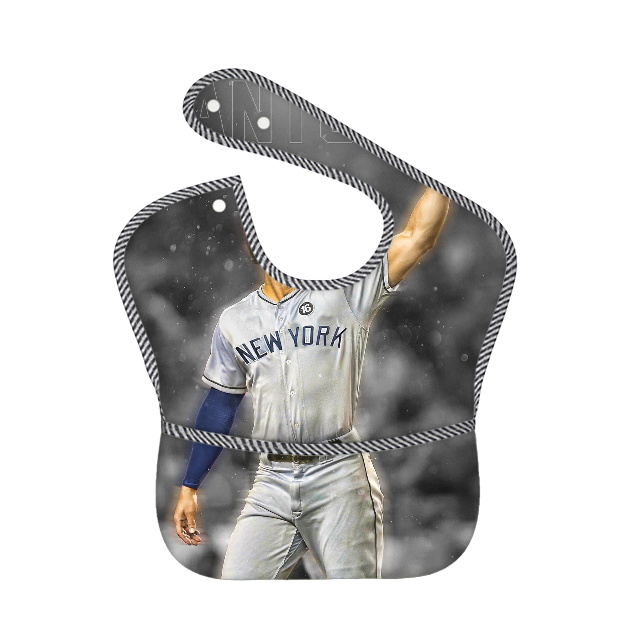 Giancarlo Stanton 25 Adjustable Waterproof Toddler Bib – Full-Print Durable Polyester – Foldable Crumb Pocket – Easy Snap Closure – Soft
