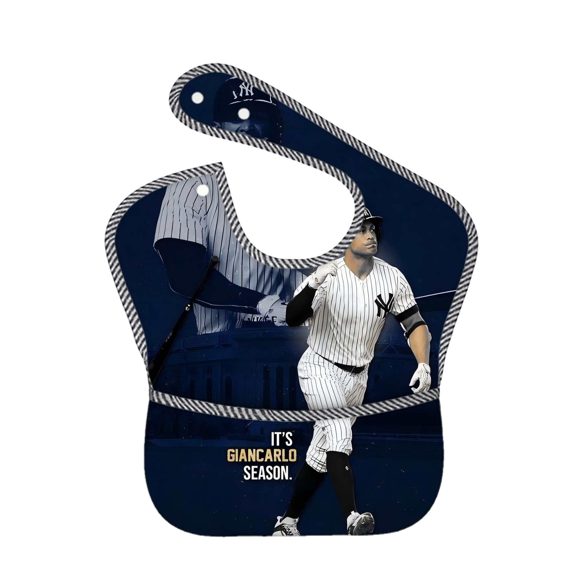 Giancarlo Stanton 29 Adjustable Waterproof Toddler Bib – Full-Print Durable Polyester – Foldable Crumb Pocket – Easy Snap Closure – Soft
