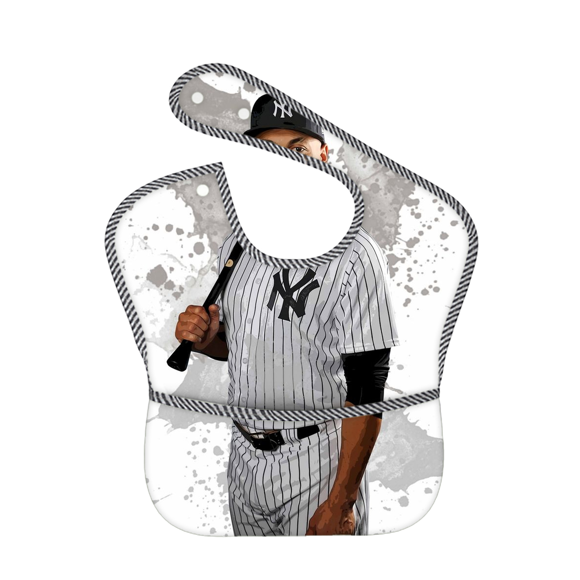 Giancarlo Stanton 32 Adjustable Waterproof Toddler Bib – Full-Print Durable Polyester – Foldable Crumb Pocket – Easy Snap Closure – Soft