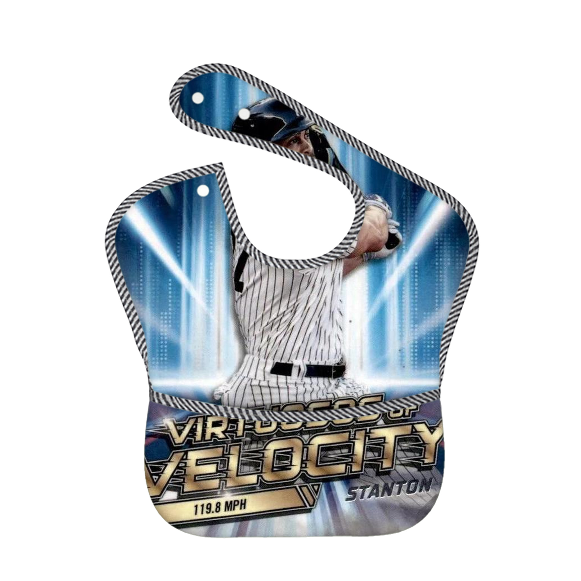 Giancarlo Stanton 33 Adjustable Waterproof Toddler Bib – Full-Print Durable Polyester – Foldable Crumb Pocket – Easy Snap Closure – Soft