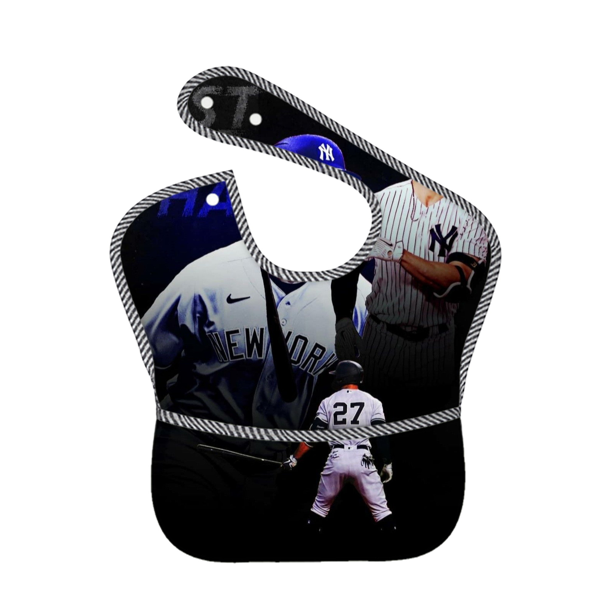 Giancarlo Stanton 36 Adjustable Waterproof Toddler Bib – Full-Print Durable Polyester – Foldable Crumb Pocket – Easy Snap Closure – Soft
