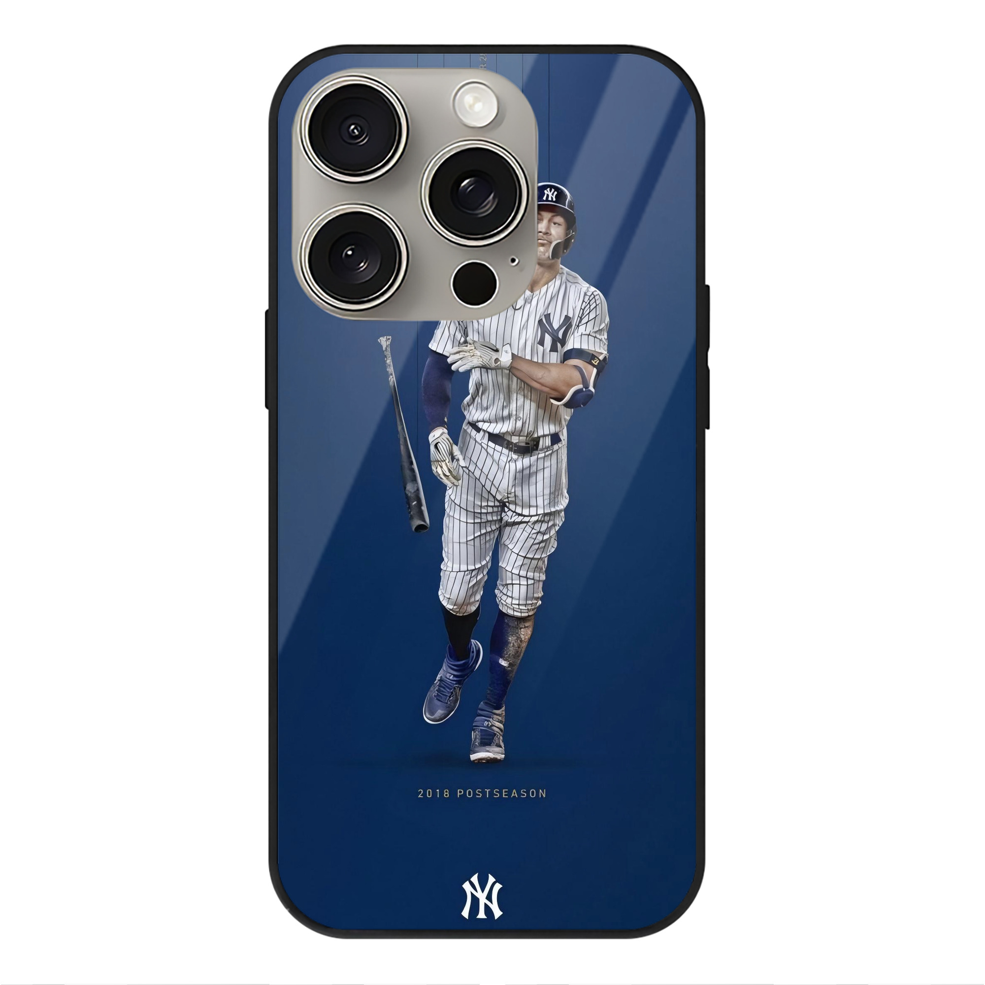 Giancarlo Stanton 12 IPhone 15 Pro Mirror Phone Case – UV Printed Glass + TPU – Scratch-Resistant, Wireless Charging Compatible, Precise Fit & Stylish Design