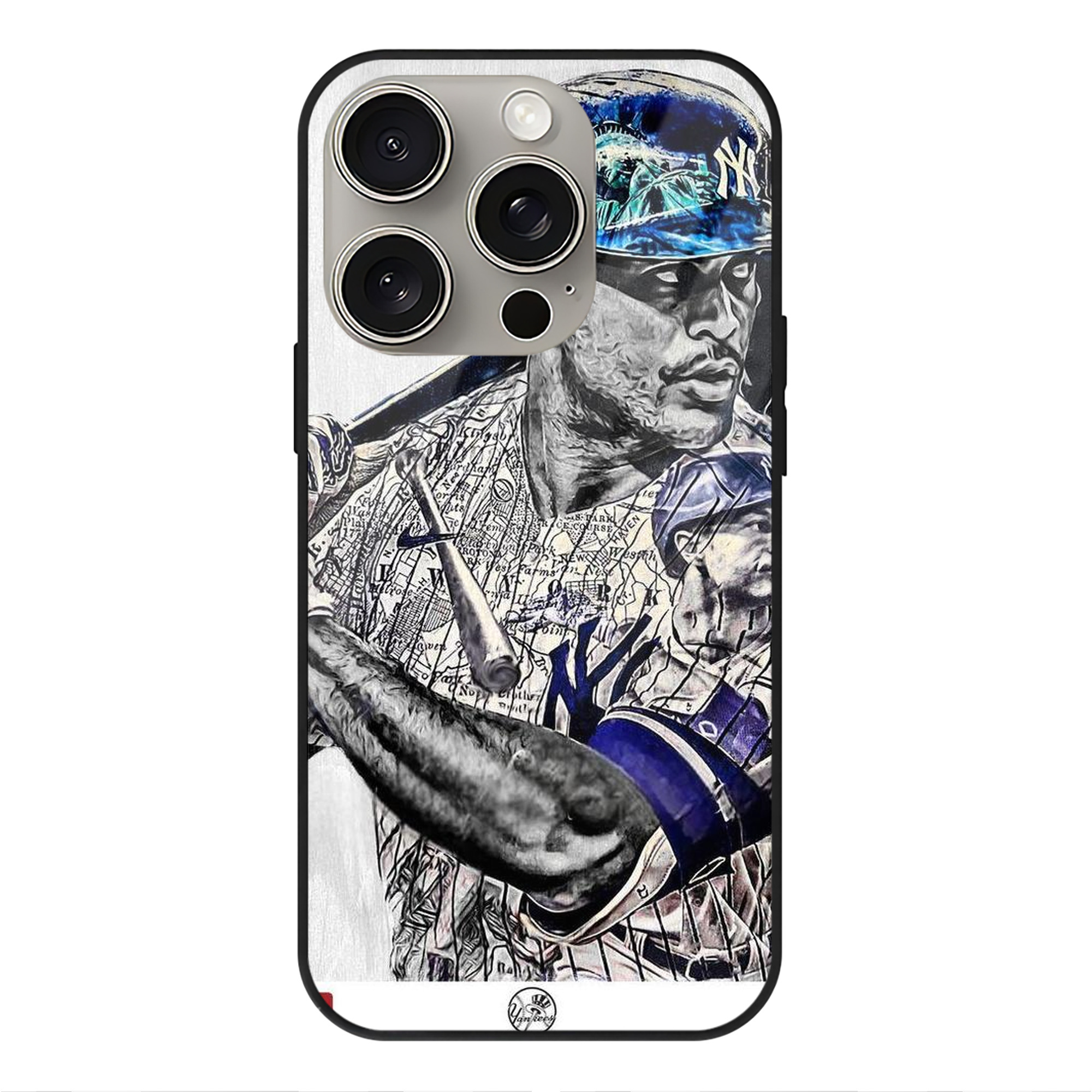 Giancarlo Stanton 28 IPhone 15 Pro Mirror Phone Case – UV Printed Glass + TPU – Scratch-Resistant, Wireless Charging Compatible, Precise Fit & Stylish Design