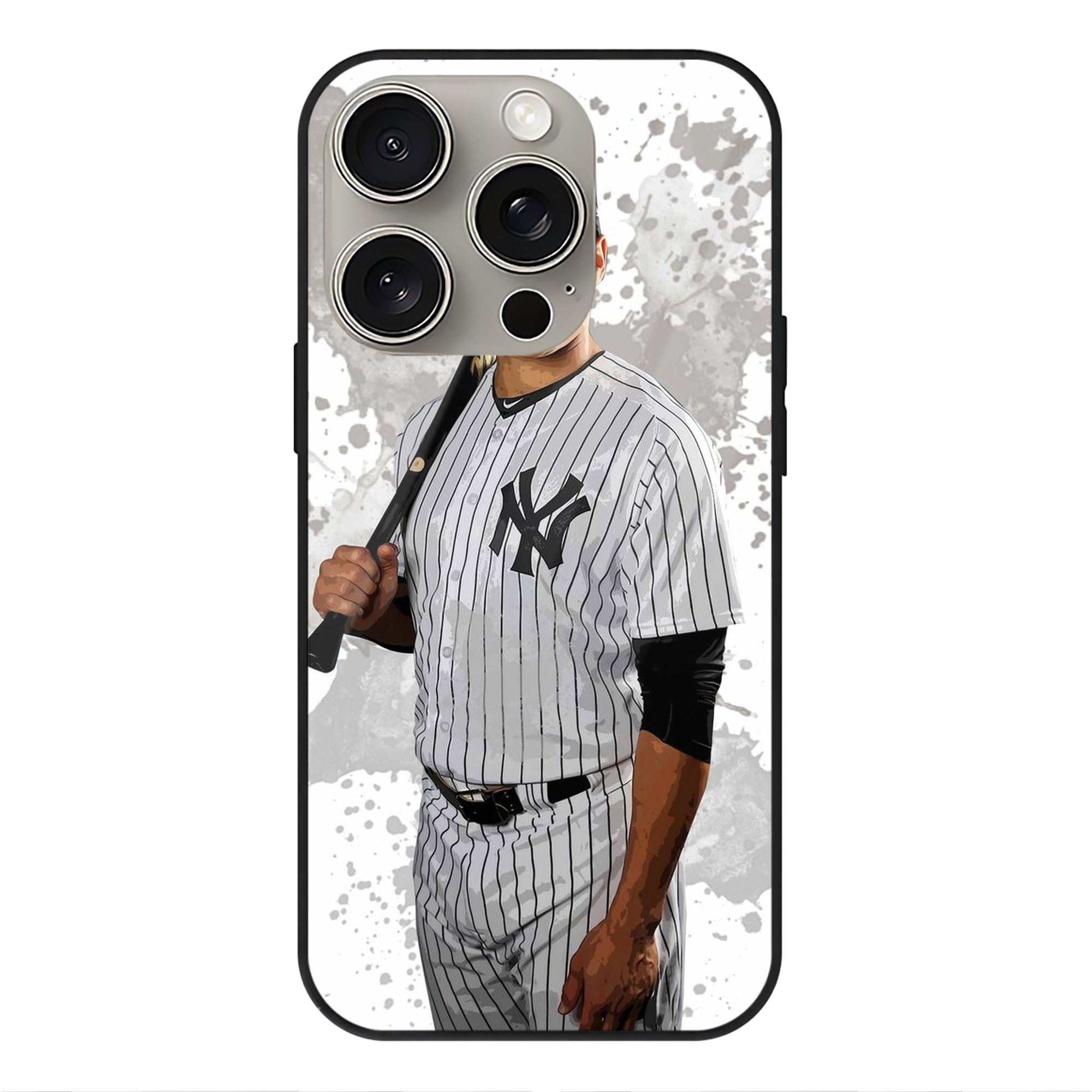 Giancarlo Stanton 32 IPhone 15 Pro Mirror Phone Case – UV Printed Glass + TPU – Scratch-Resistant, Wireless Charging Compatible, Precise Fit & Stylish Design