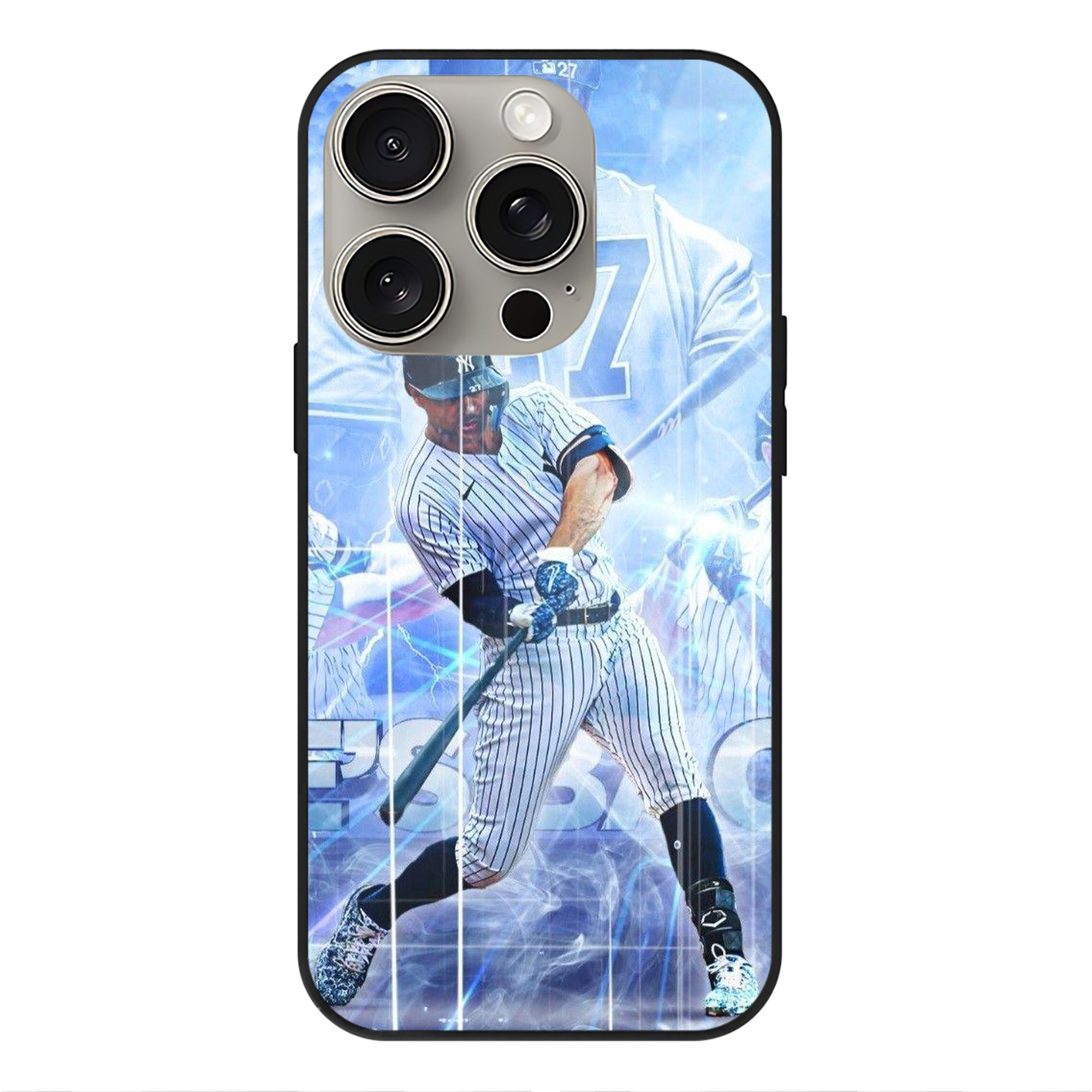 Giancarlo Stanton 26 IPhone 15 Pro Mirror Phone Case – UV Printed Glass + TPU – Scratch-Resistant, Wireless Charging Compatible, Precise Fit & Stylish Design