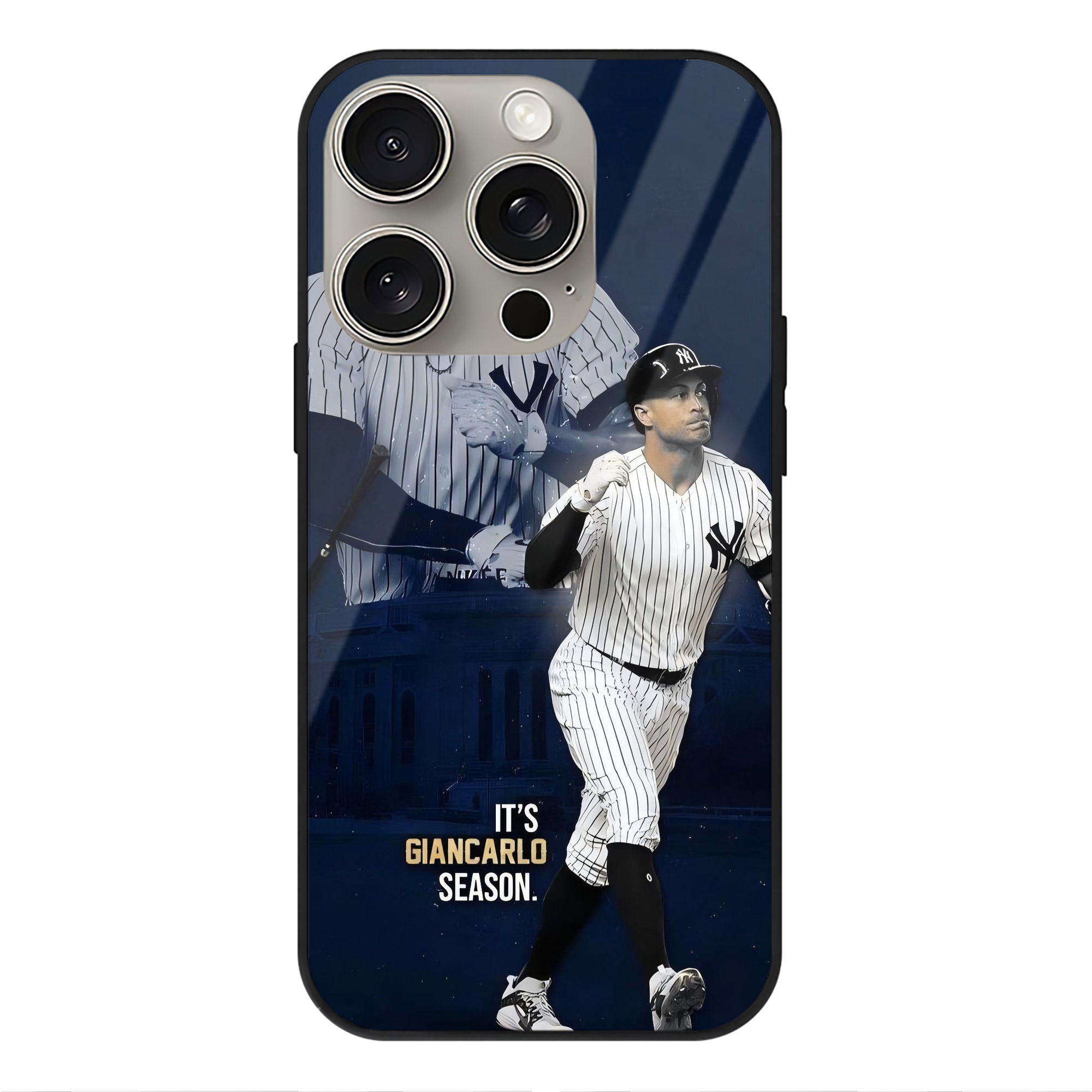 Giancarlo Stanton 29 IPhone 15 Pro Mirror Phone Case – UV Printed Glass + TPU – Scratch-Resistant, Wireless Charging Compatible, Precise Fit & Stylish Design