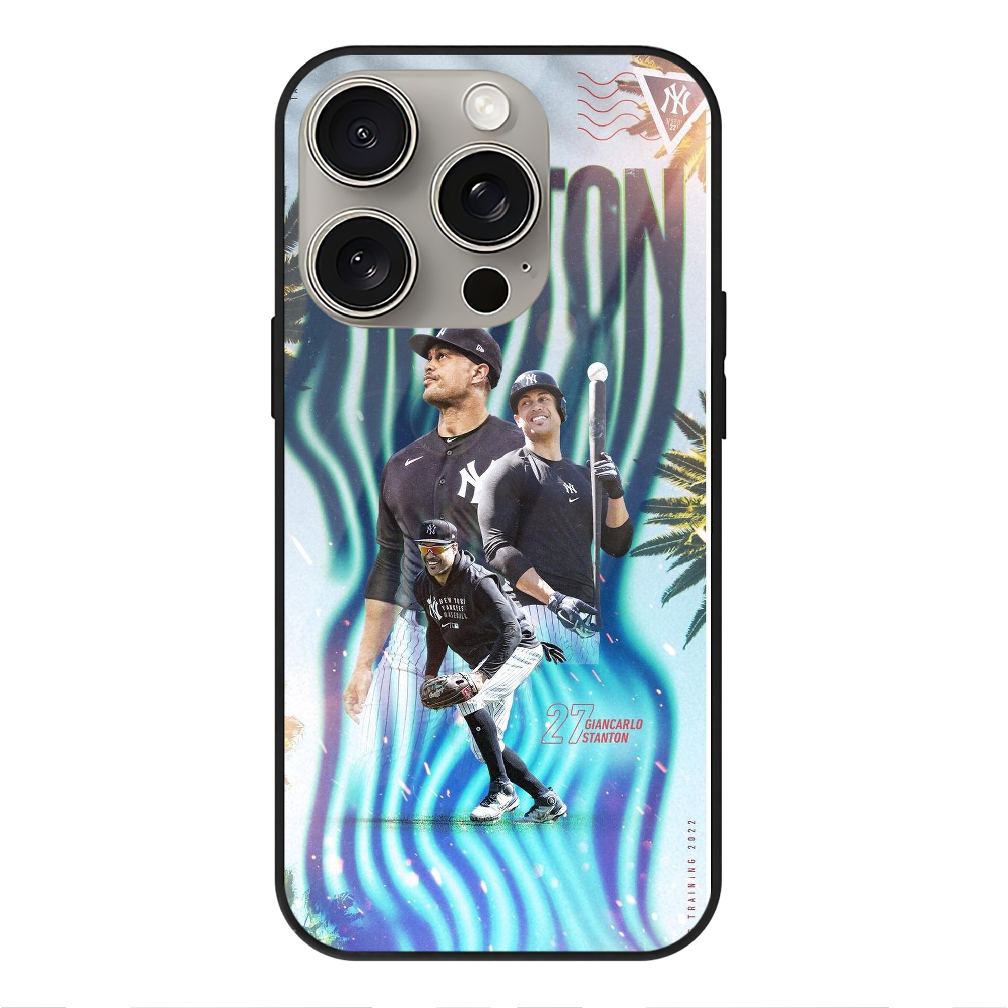 Giancarlo Stanton 31 IPhone 15 Pro Mirror Phone Case – UV Printed Glass + TPU – Scratch-Resistant, Wireless Charging Compatible, Precise Fit & Stylish Design