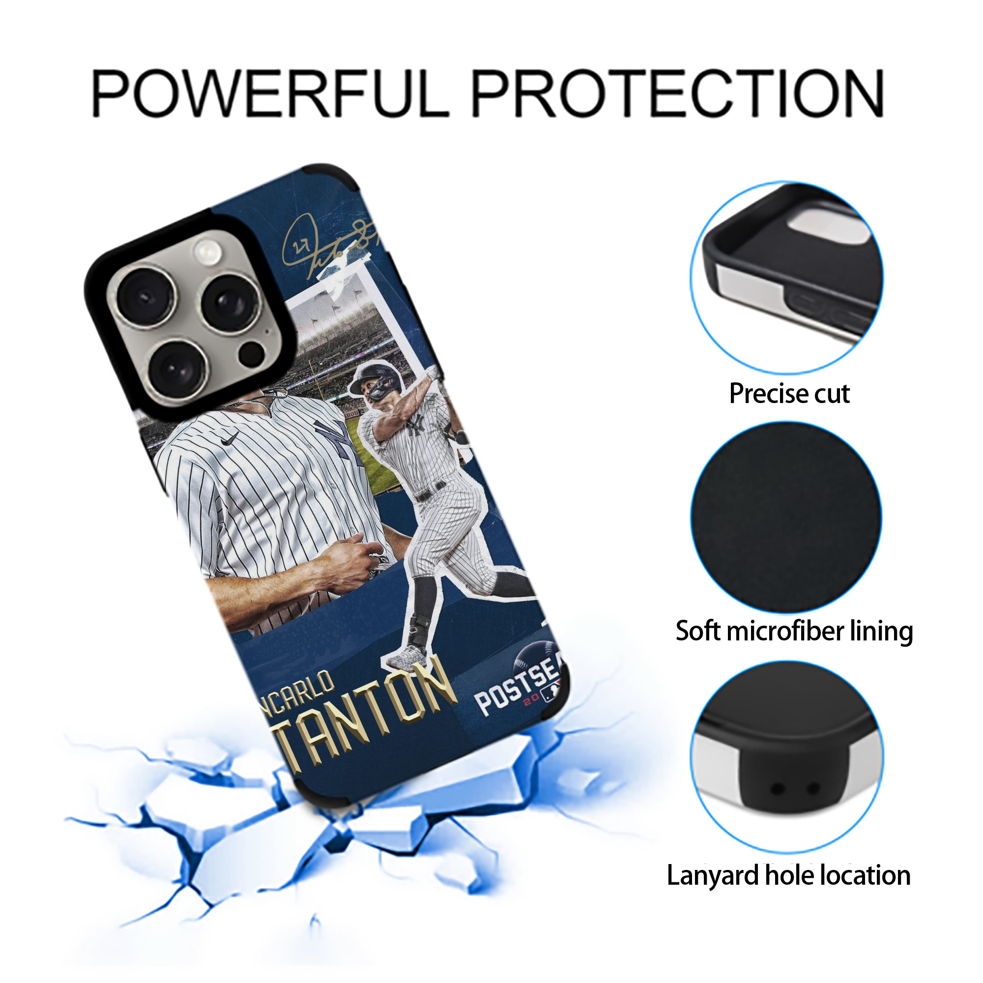 Giancarlo Stanton 18 IPhone 15 Pro Max PU Leather Case – Soft Lining, 360° Protection – Precise Fit, 3D Buttons, Easy Charging – Anti-Yellowing, Easy To Clean