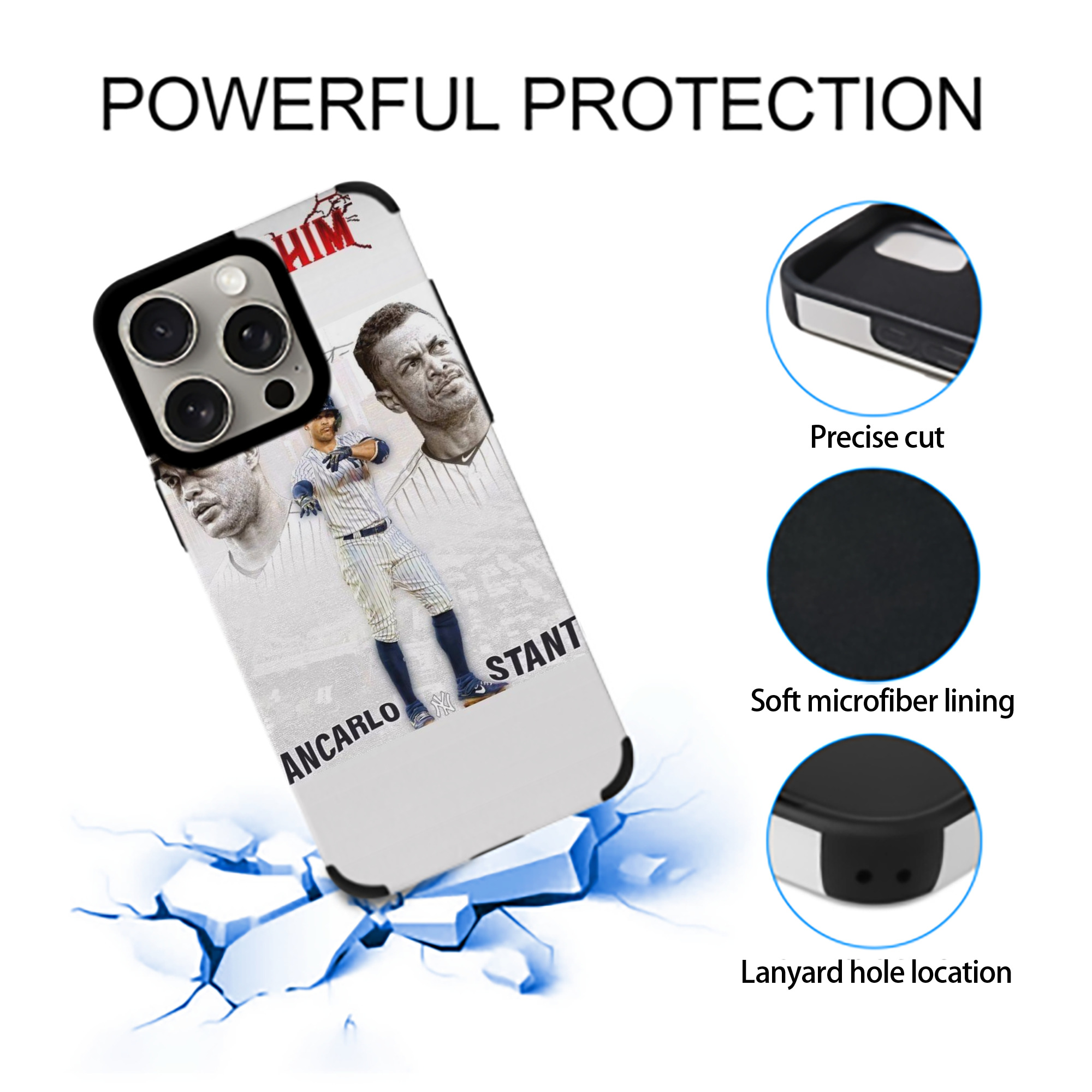 Giancarlo Stanton 11 IPhone 15 Pro Max PU Leather Case – Soft Lining, 360° Protection – Precise Fit, 3D Buttons, Easy Charging – Anti-Yellowing, Easy To Clean