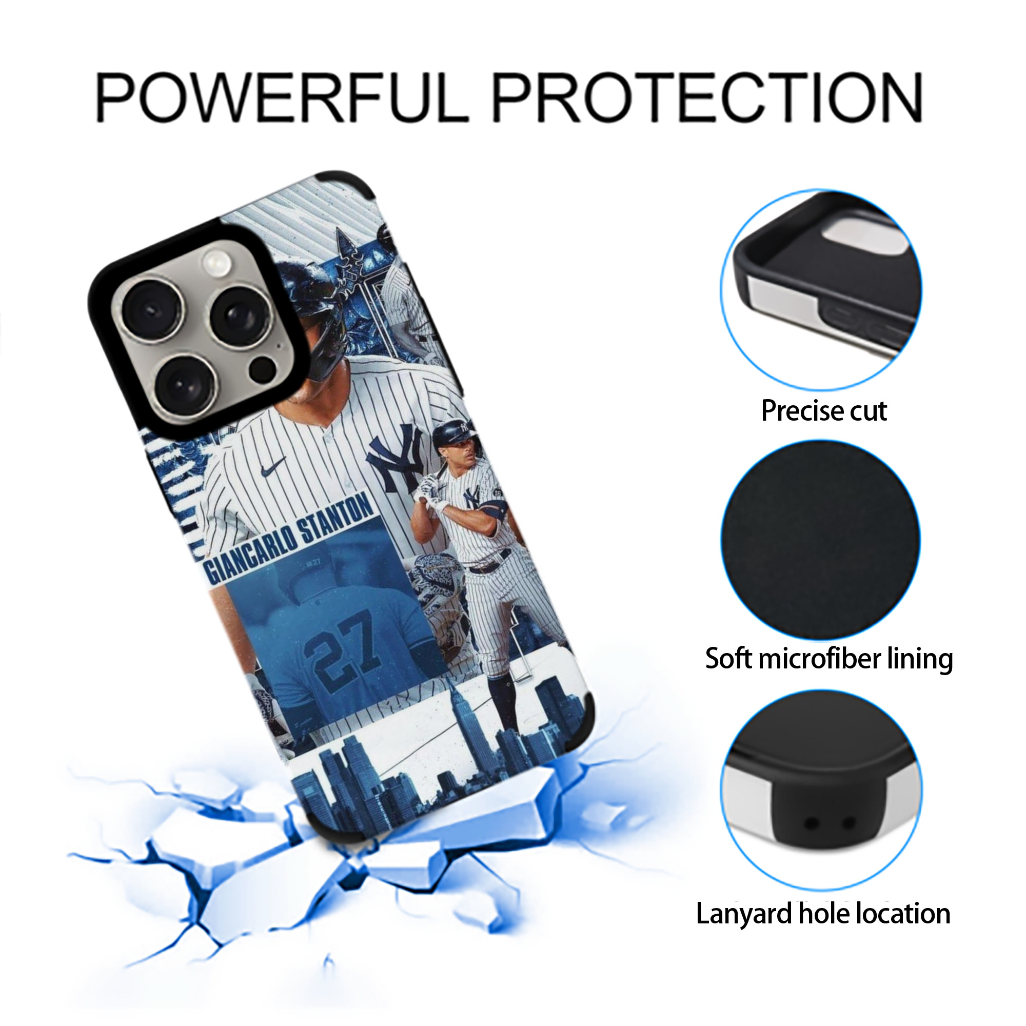 Giancarlo Stanton 17 IPhone 15 Pro Max PU Leather Case – Soft Lining, 360° Protection – Precise Fit, 3D Buttons, Easy Charging – Anti-Yellowing, Easy To Clean