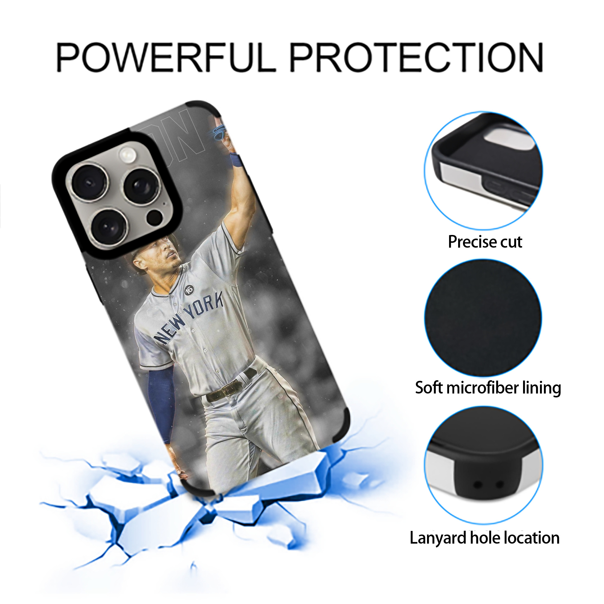 Giancarlo Stanton 25 IPhone 15 Pro Max PU Leather Case – Soft Lining, 360° Protection – Precise Fit, 3D Buttons, Easy Charging – Anti-Yellowing, Easy To Clean