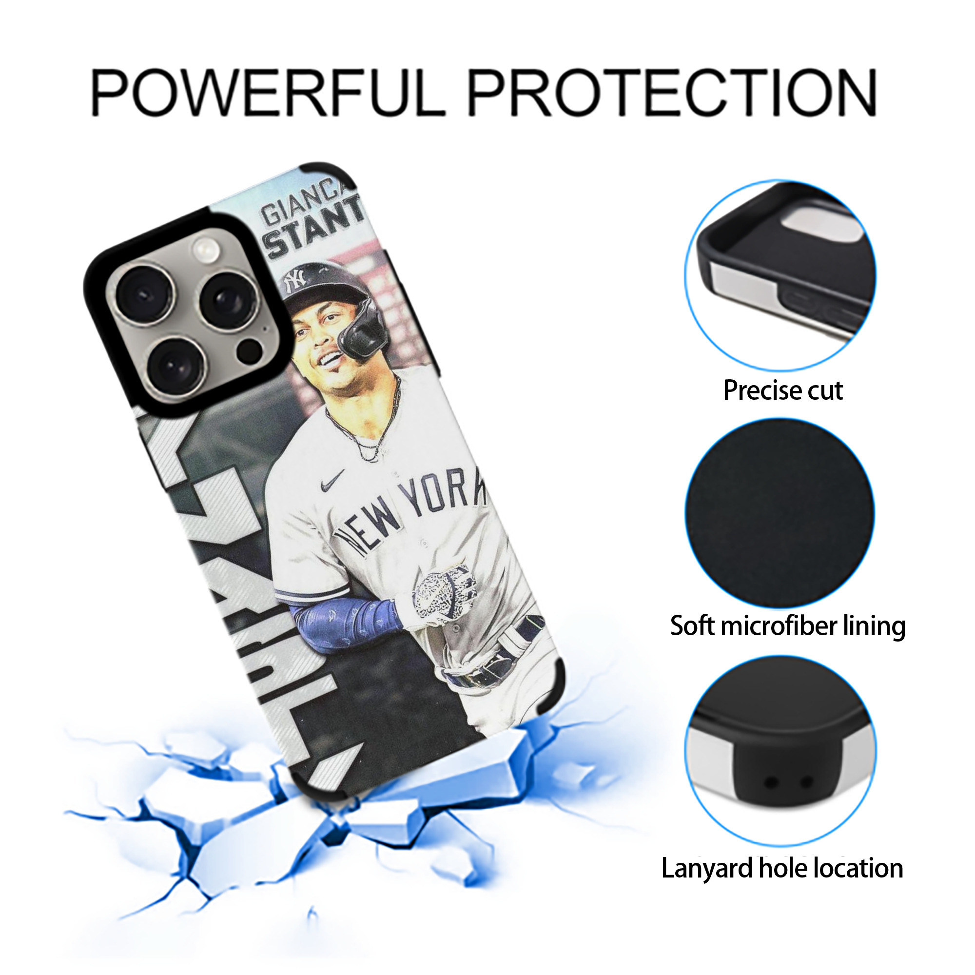 Giancarlo Stanton 21 IPhone 15 Pro Max PU Leather Case – Soft Lining, 360° Protection – Precise Fit, 3D Buttons, Easy Charging – Anti-Yellowing, Easy To Clean