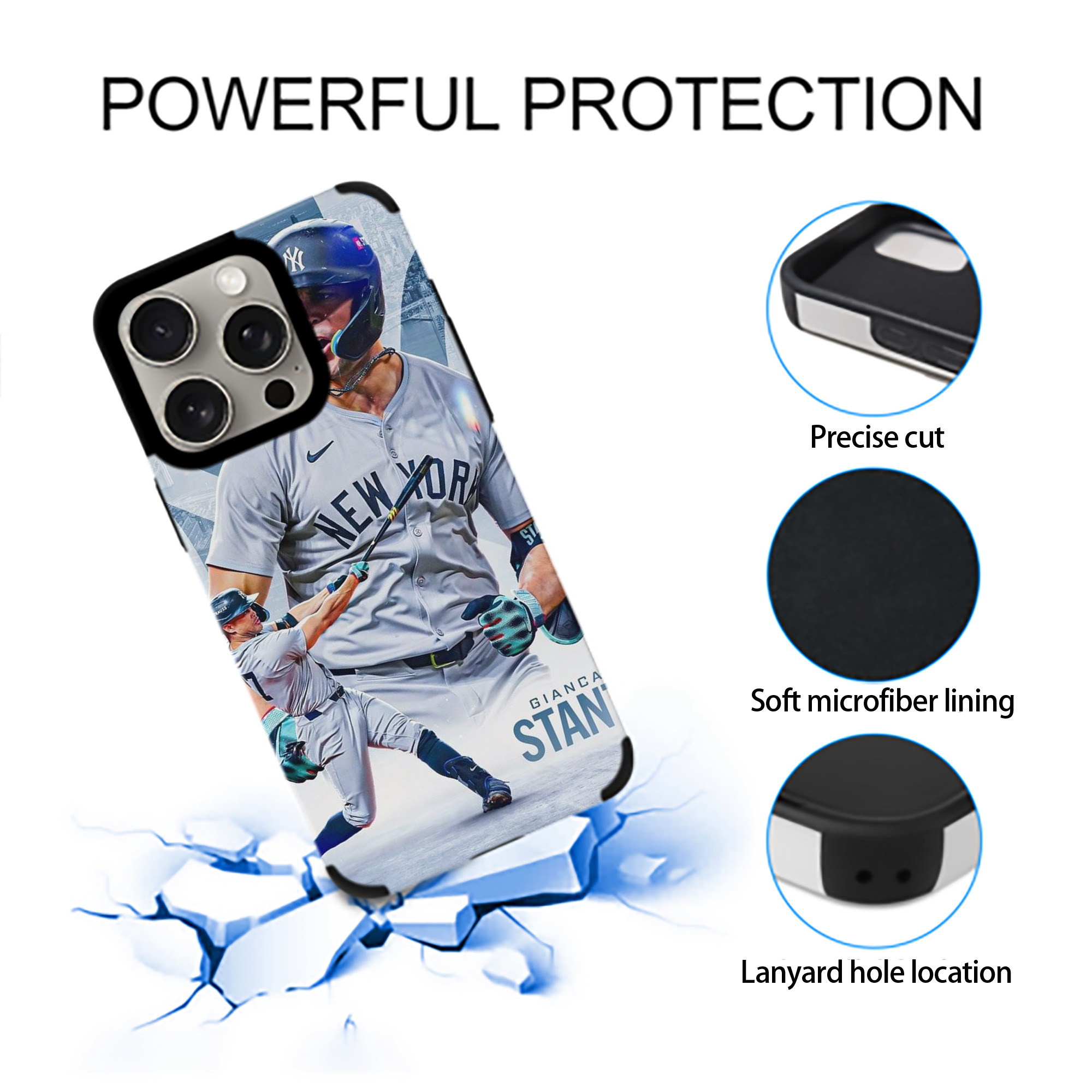 Giancarlo Stanton 24 IPhone 15 Pro Max PU Leather Case – Soft Lining, 360° Protection – Precise Fit, 3D Buttons, Easy Charging – Anti-Yellowing, Easy To Clean