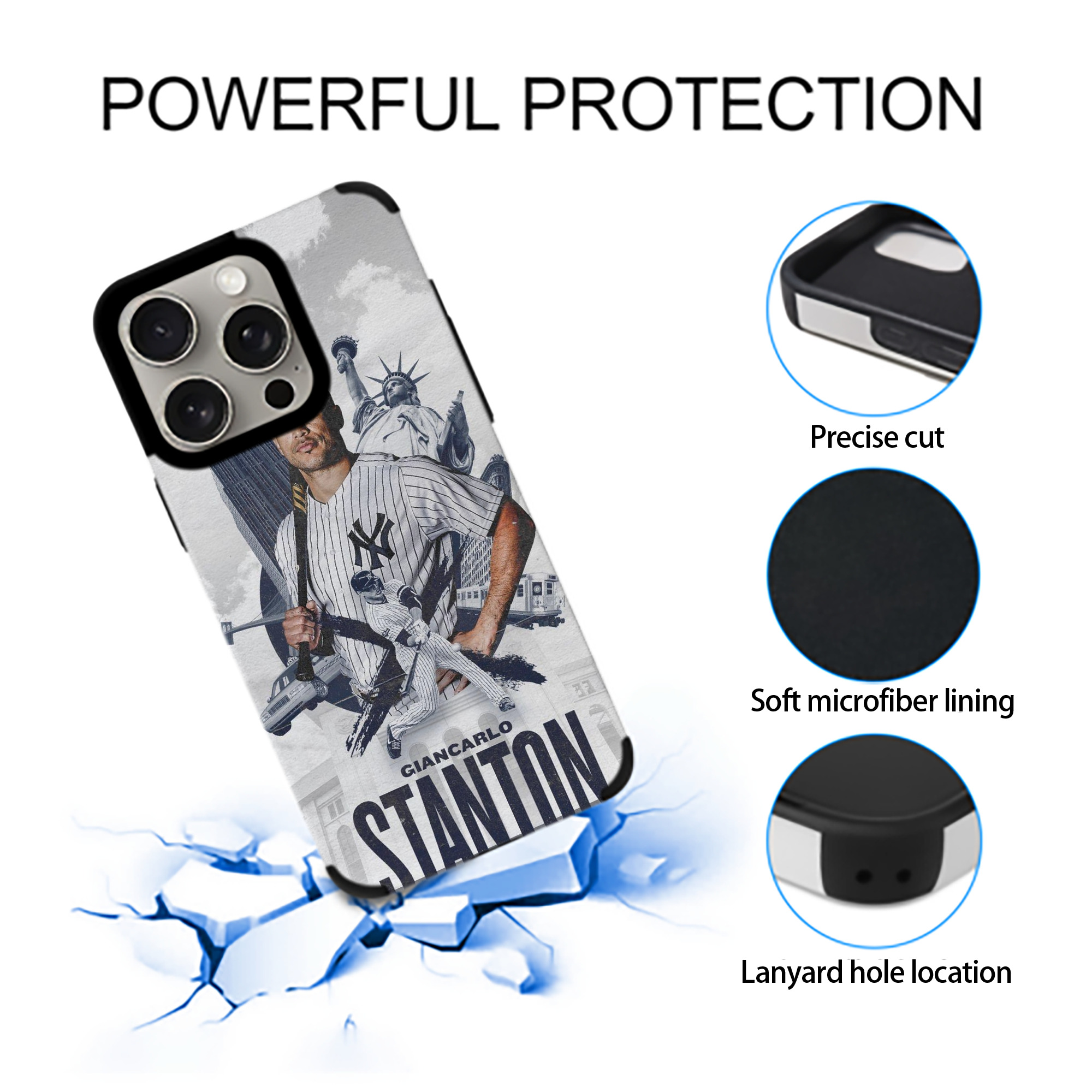Giancarlo Stanton 23 IPhone 15 Pro Max PU Leather Case – Soft Lining, 360° Protection – Precise Fit, 3D Buttons, Easy Charging – Anti-Yellowing, Easy To Clean