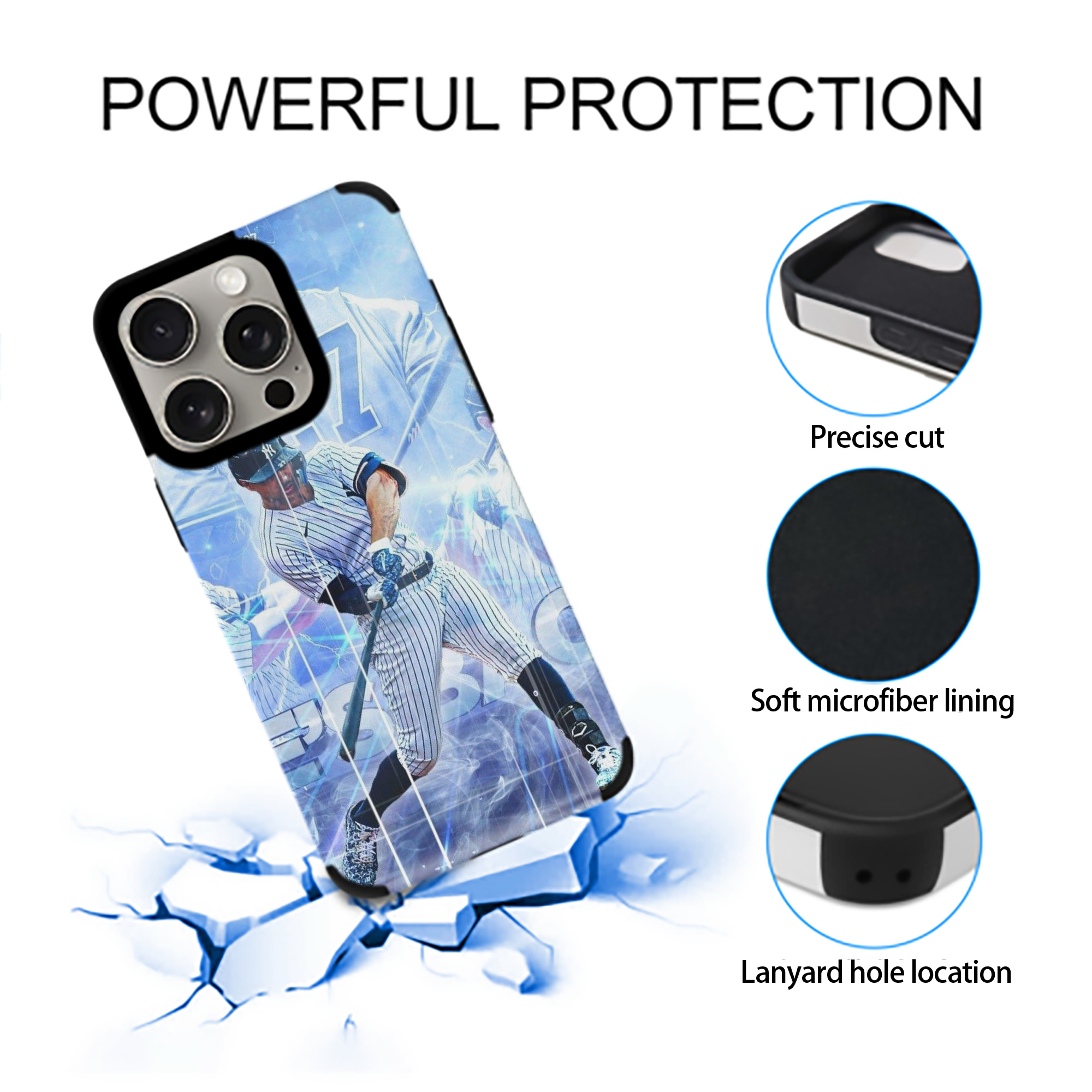 Giancarlo Stanton 26 IPhone 15 Pro Max PU Leather Case – Soft Lining, 360° Protection – Precise Fit, 3D Buttons, Easy Charging – Anti-Yellowing, Easy To Clean