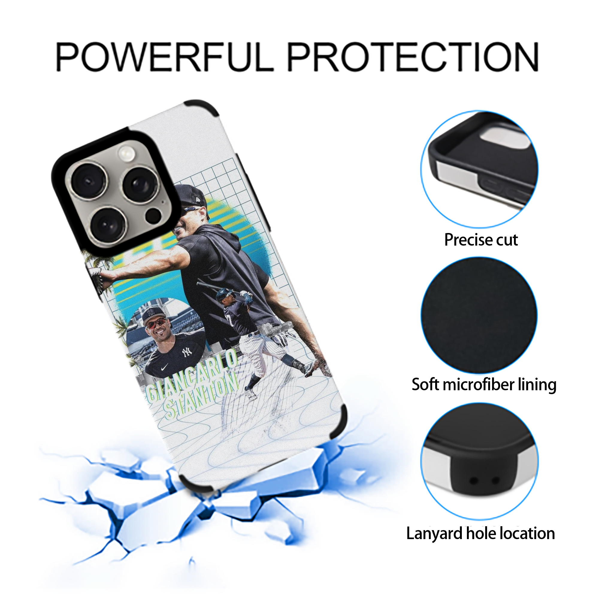 Giancarlo Stanton 30 IPhone 15 Pro Max PU Leather Case – Soft Lining, 360° Protection – Precise Fit, 3D Buttons, Easy Charging – Anti-Yellowing, Easy To Clean