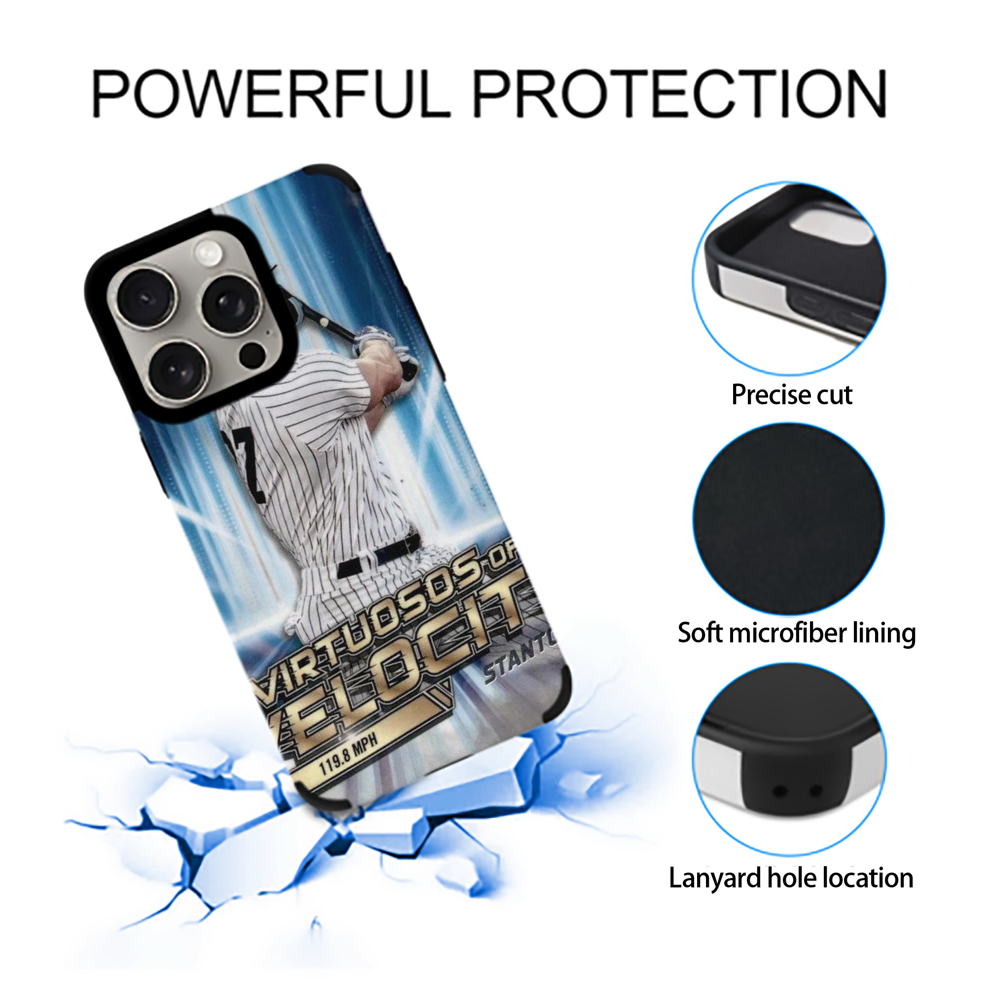 Giancarlo Stanton 33 IPhone 15 Pro Max PU Leather Case – Soft Lining, 360° Protection – Precise Fit, 3D Buttons, Easy Charging – Anti-Yellowing, Easy To Clean