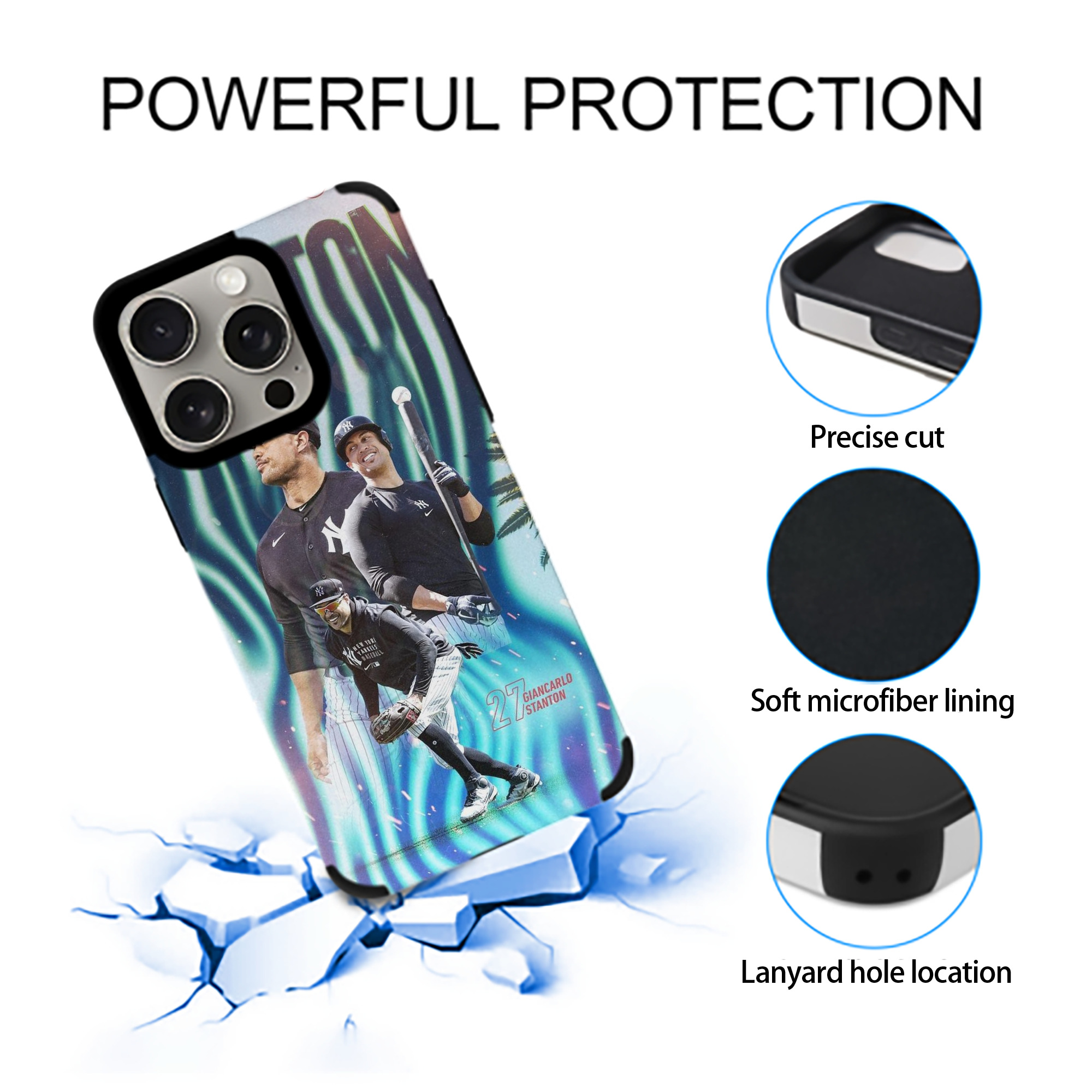 Giancarlo Stanton 31 IPhone 15 Pro Max PU Leather Case – Soft Lining, 360° Protection – Precise Fit, 3D Buttons, Easy Charging – Anti-Yellowing, Easy To Clean
