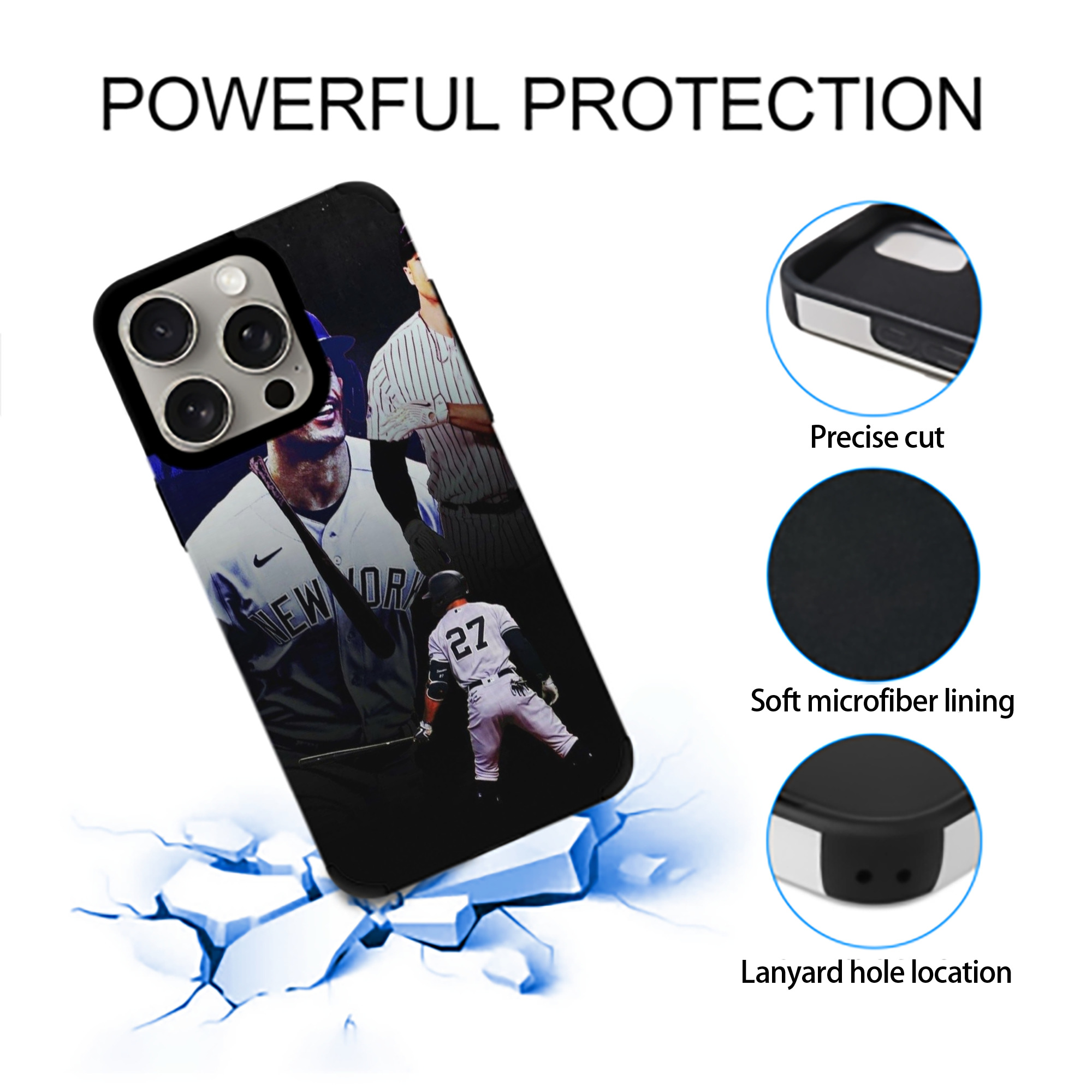 Giancarlo Stanton 36 IPhone 15 Pro Max PU Leather Case – Soft Lining, 360° Protection – Precise Fit, 3D Buttons, Easy Charging – Anti-Yellowing, Easy To Clean