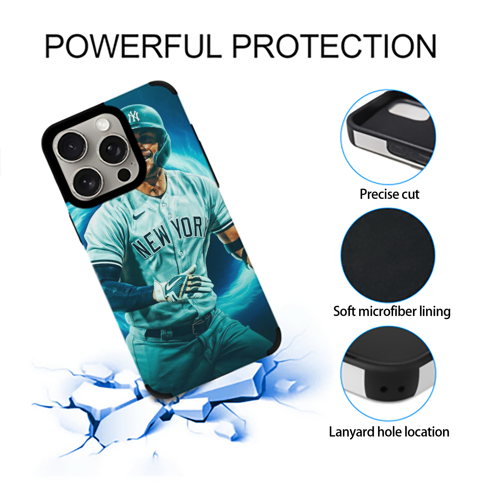 Giancarlo Stanton 35 IPhone 15 Pro Max PU Leather Case – Soft Lining, 360° Protection – Precise Fit, 3D Buttons, Easy Charging – Anti-Yellowing, Easy To Clean