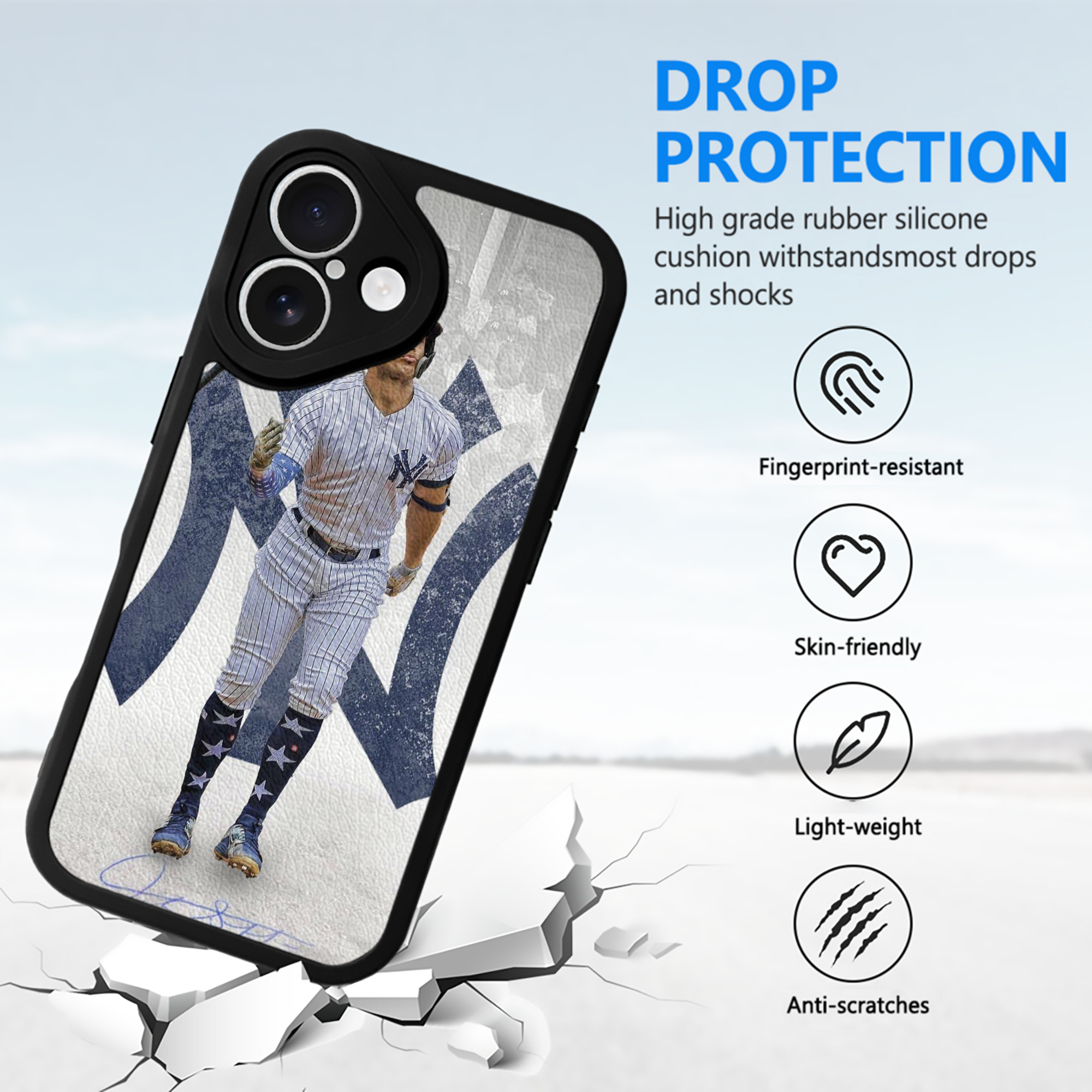 Giancarlo Stanton 15 IPhone 16 Silicone Leather Case – UV Print, Lambskin Texture – Perfect Fit, Wireless Charging Compatible, Scratch Resistant, Precise Cutouts – Stylish Protection For IPhone 16