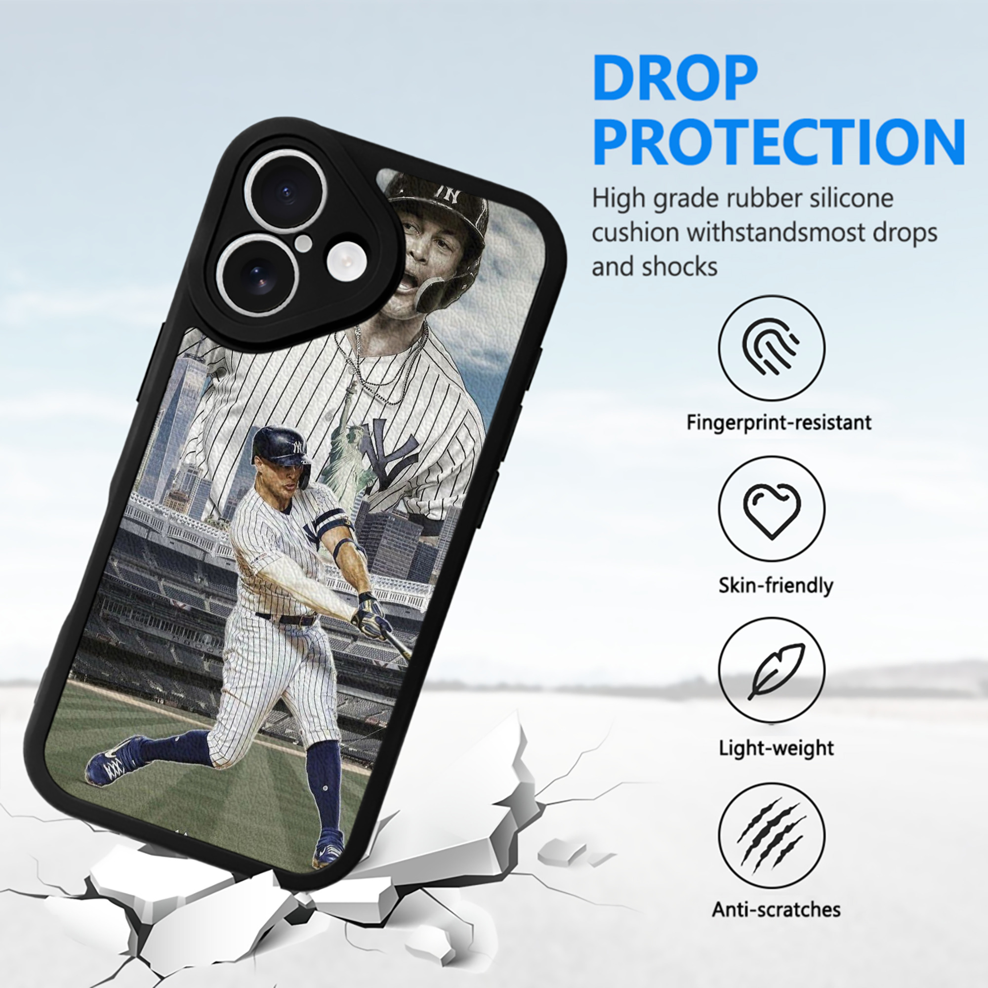 Giancarlo Stanton 14 IPhone 16 Silicone Leather Case – UV Print, Lambskin Texture – Perfect Fit, Wireless Charging Compatible, Scratch Resistant, Precise Cutouts – Stylish Protection For IPhone 16