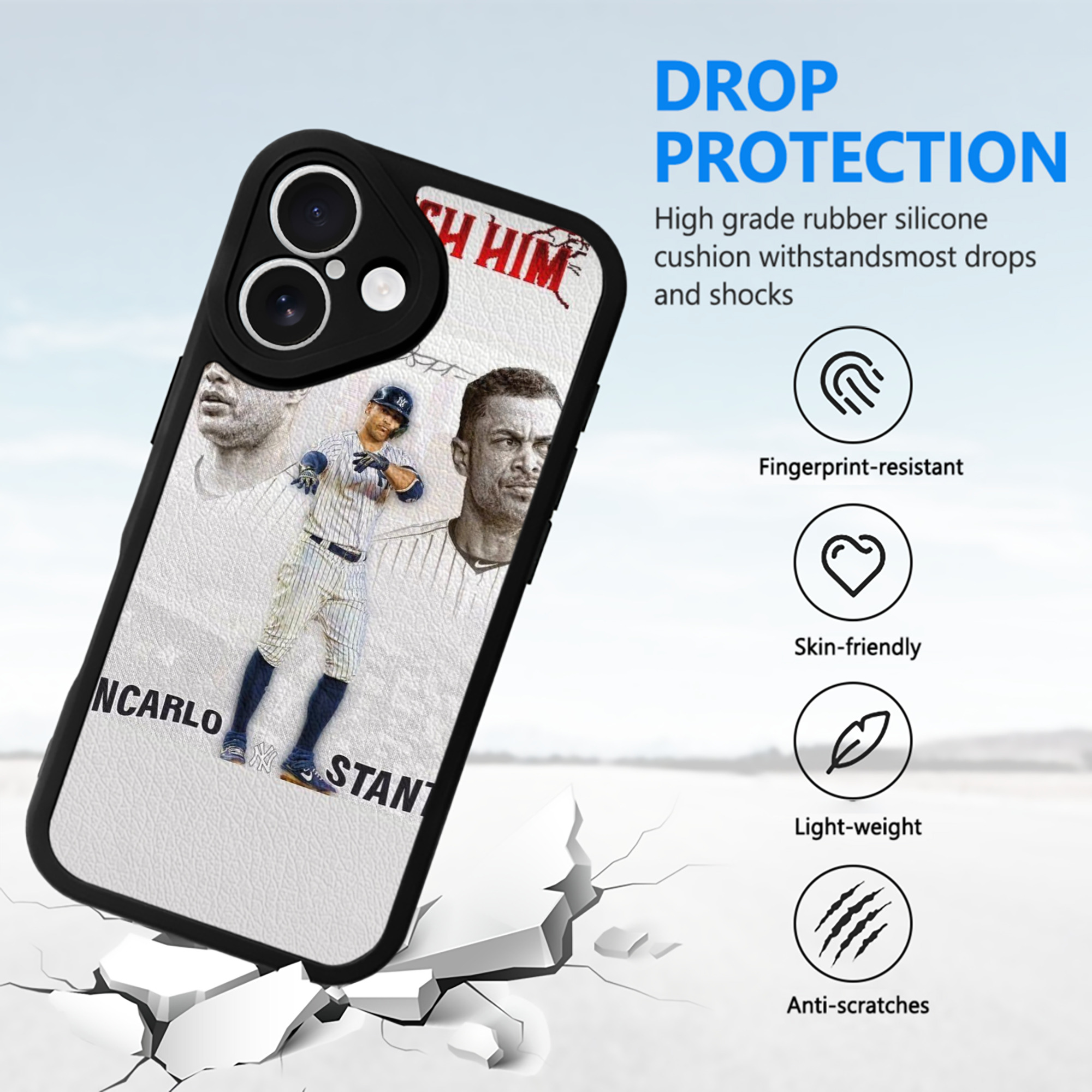 Giancarlo Stanton 11 IPhone 16 Silicone Leather Case – UV Print, Lambskin Texture – Perfect Fit, Wireless Charging Compatible, Scratch Resistant, Precise Cutouts – Stylish Protection For IPhone 16