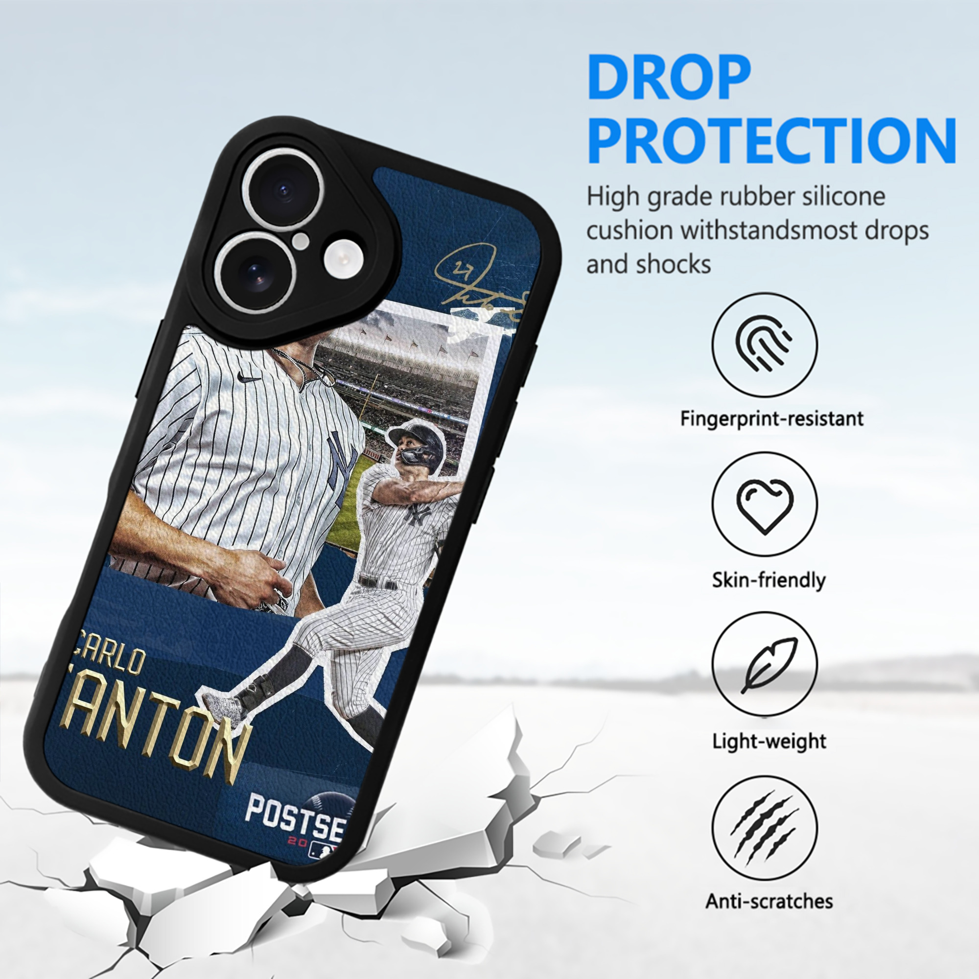 Giancarlo Stanton 18 IPhone 16 Silicone Leather Case – UV Print, Lambskin Texture – Perfect Fit, Wireless Charging Compatible, Scratch Resistant, Precise Cutouts – Stylish Protection For IPhone 16
