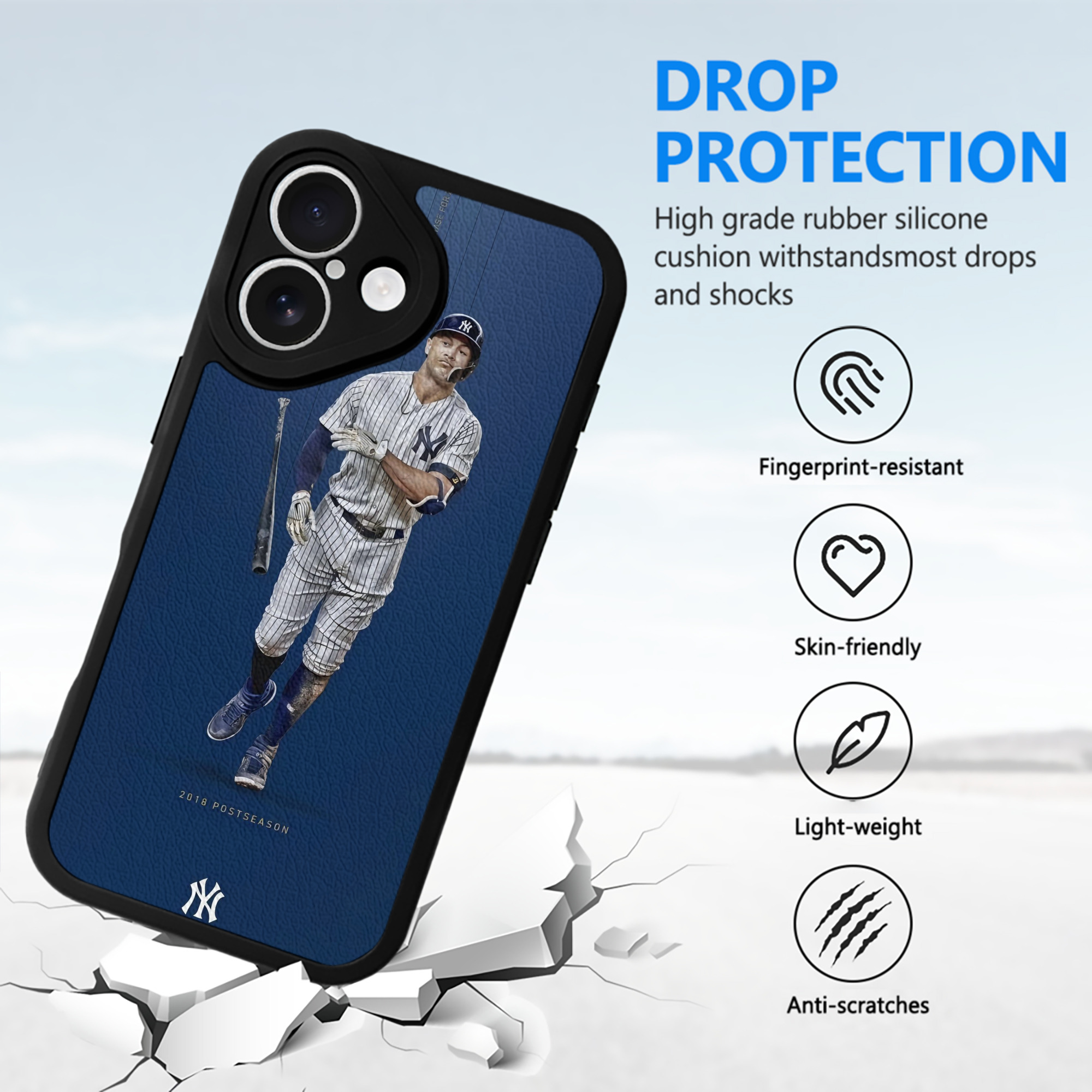 Giancarlo Stanton 12 IPhone 16 Silicone Leather Case – UV Print, Lambskin Texture – Perfect Fit, Wireless Charging Compatible, Scratch Resistant, Precise Cutouts – Stylish Protection For IPhone 16