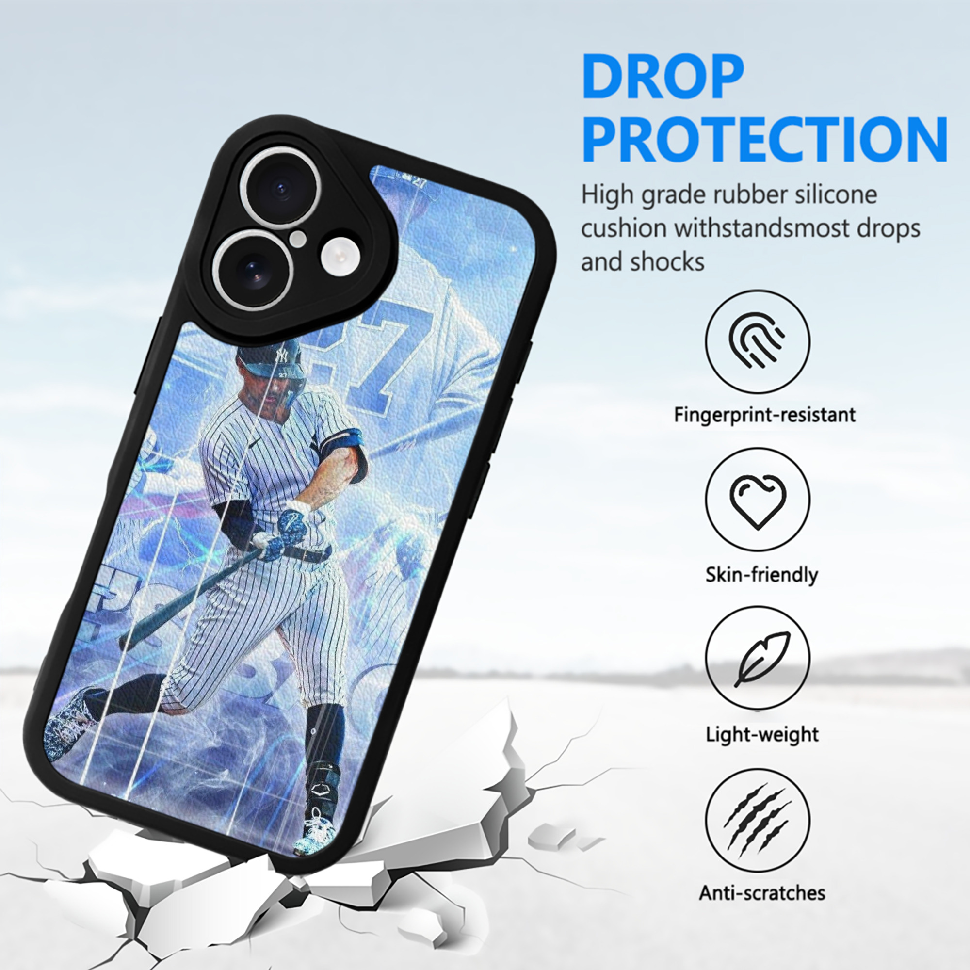 Giancarlo Stanton 26 IPhone 16 Silicone Leather Case – UV Print, Lambskin Texture – Perfect Fit, Wireless Charging Compatible, Scratch Resistant, Precise Cutouts – Stylish Protection For IPhone 16