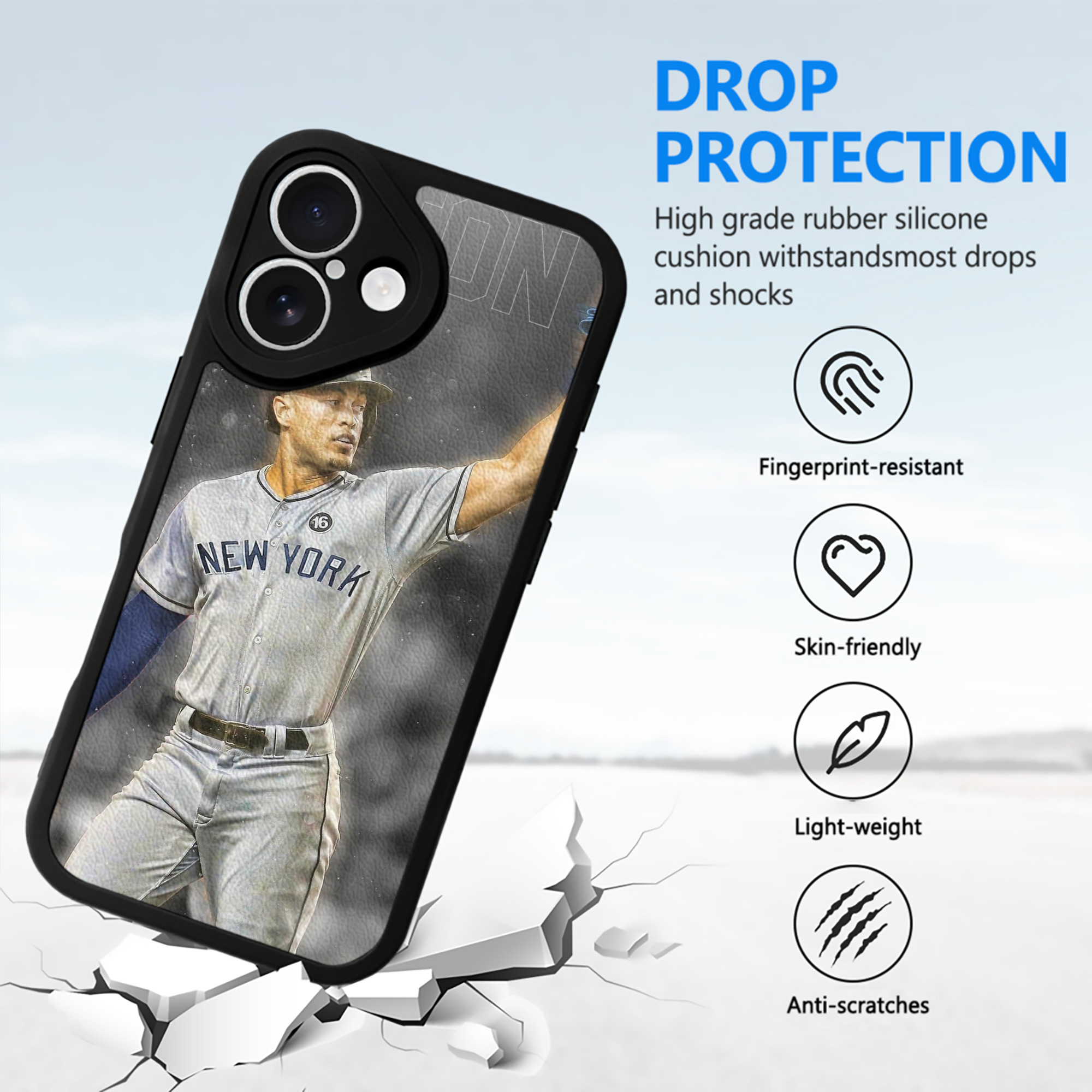 Giancarlo Stanton 25 IPhone 16 Silicone Leather Case – UV Print, Lambskin Texture – Perfect Fit, Wireless Charging Compatible, Scratch Resistant, Precise Cutouts – Stylish Protection For IPhone 16