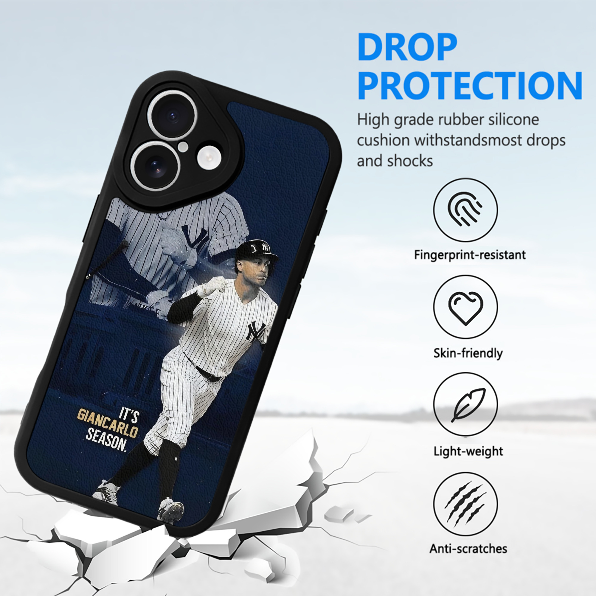 Giancarlo Stanton 29 IPhone 16 Silicone Leather Case – UV Print, Lambskin Texture – Perfect Fit, Wireless Charging Compatible, Scratch Resistant, Precise Cutouts – Stylish Protection For IPhone 16