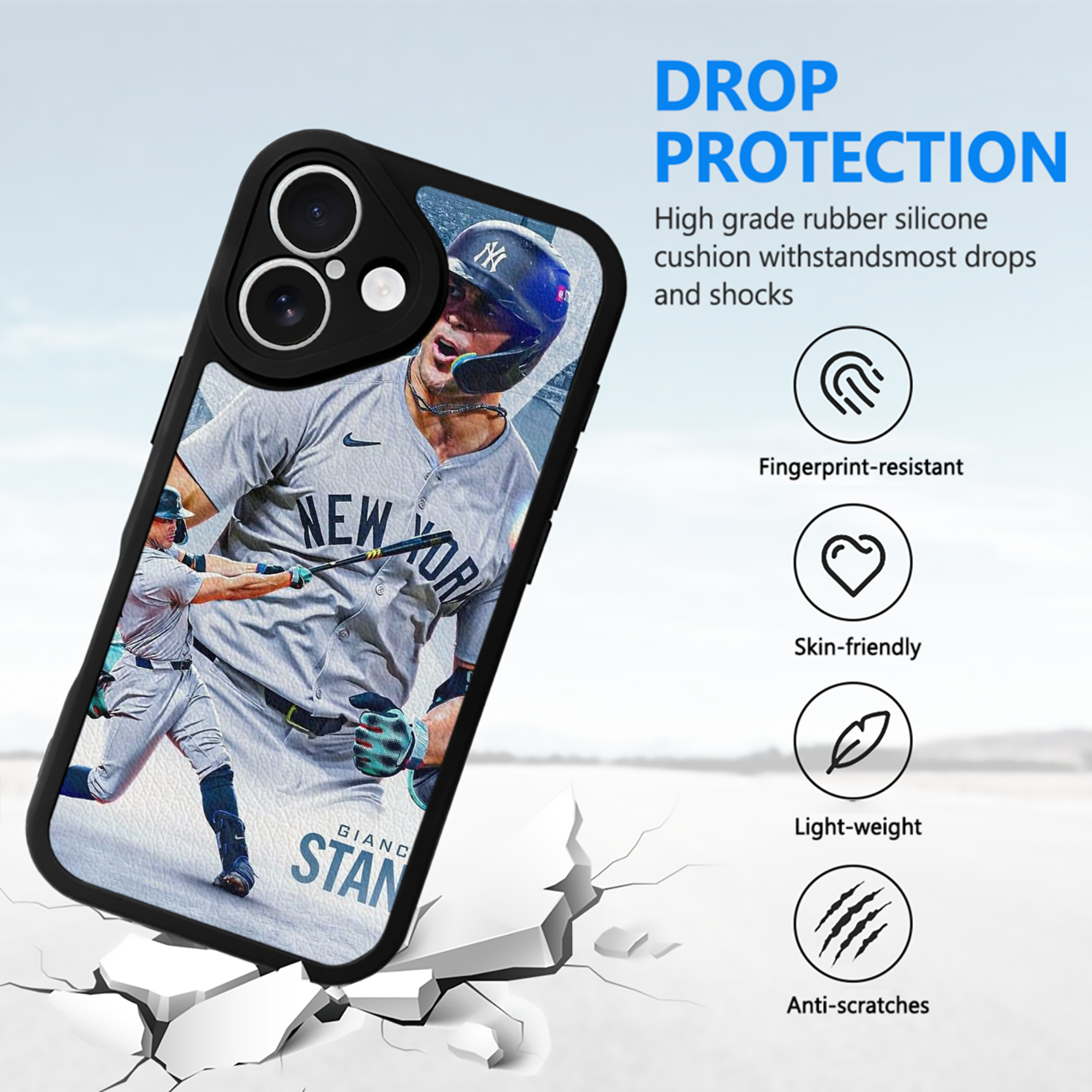 Giancarlo Stanton 24 IPhone 16 Silicone Leather Case – UV Print, Lambskin Texture – Perfect Fit, Wireless Charging Compatible, Scratch Resistant, Precise Cutouts – Stylish Protection For IPhone 16