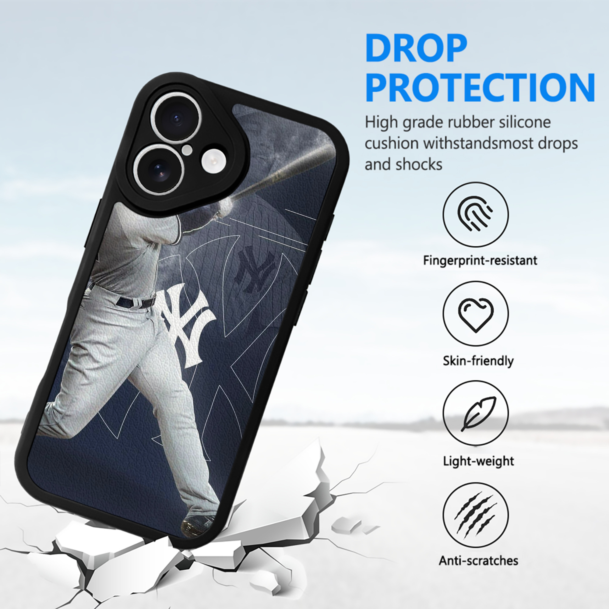 Giancarlo Stanton 27 IPhone 16 Silicone Leather Case – UV Print, Lambskin Texture – Perfect Fit, Wireless Charging Compatible, Scratch Resistant, Precise Cutouts – Stylish Protection For IPhone 16