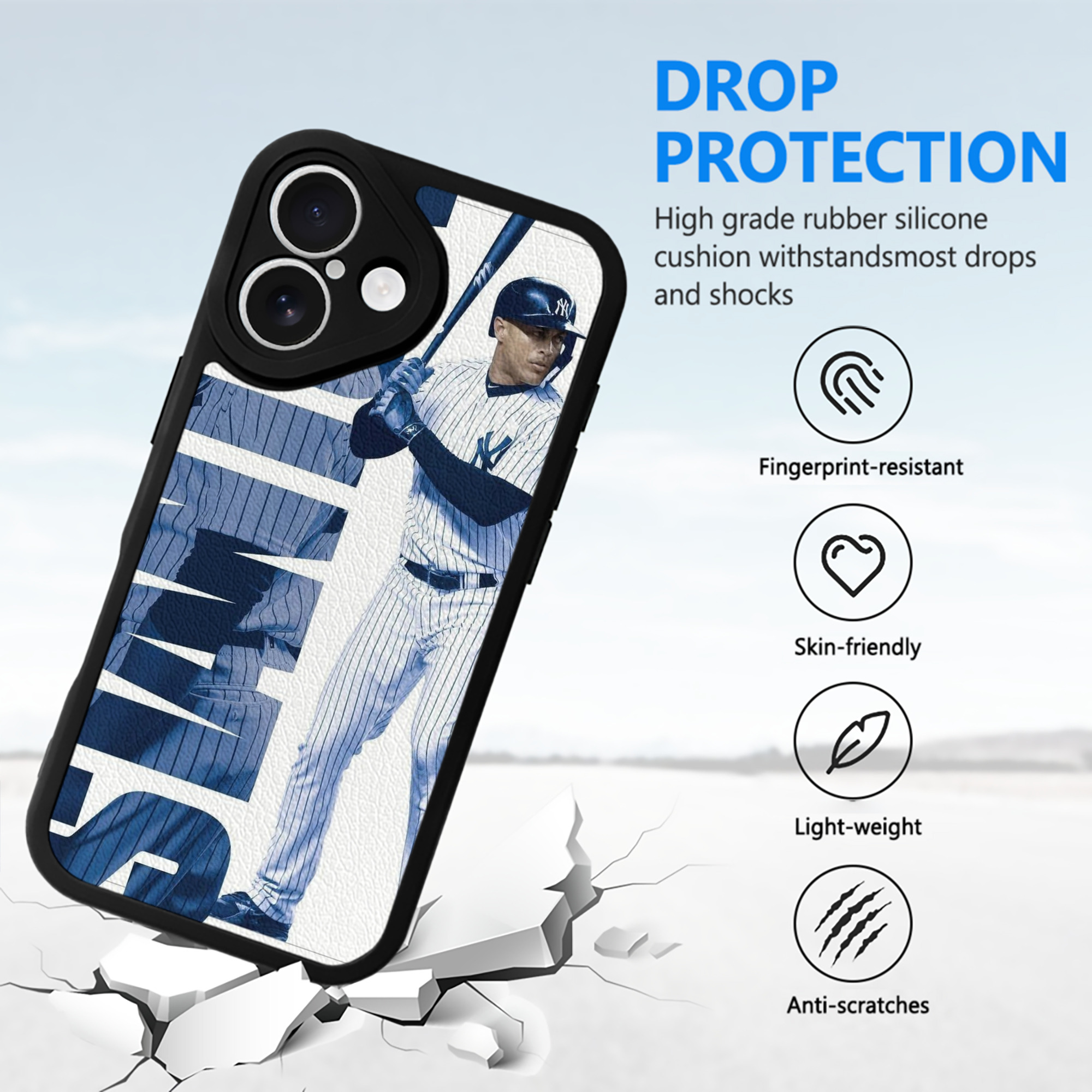 Giancarlo Stanton 34 IPhone 16 Silicone Leather Case – UV Print, Lambskin Texture – Perfect Fit, Wireless Charging Compatible, Scratch Resistant, Precise Cutouts – Stylish Protection For IPhone 16