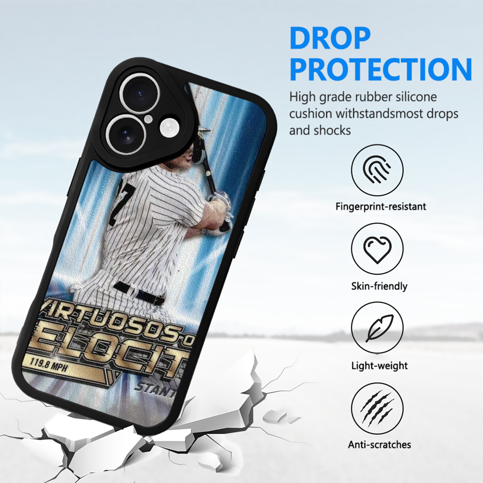 Giancarlo Stanton 33 IPhone 16 Silicone Leather Case – UV Print, Lambskin Texture – Perfect Fit, Wireless Charging Compatible, Scratch Resistant, Precise Cutouts – Stylish Protection For IPhone 16