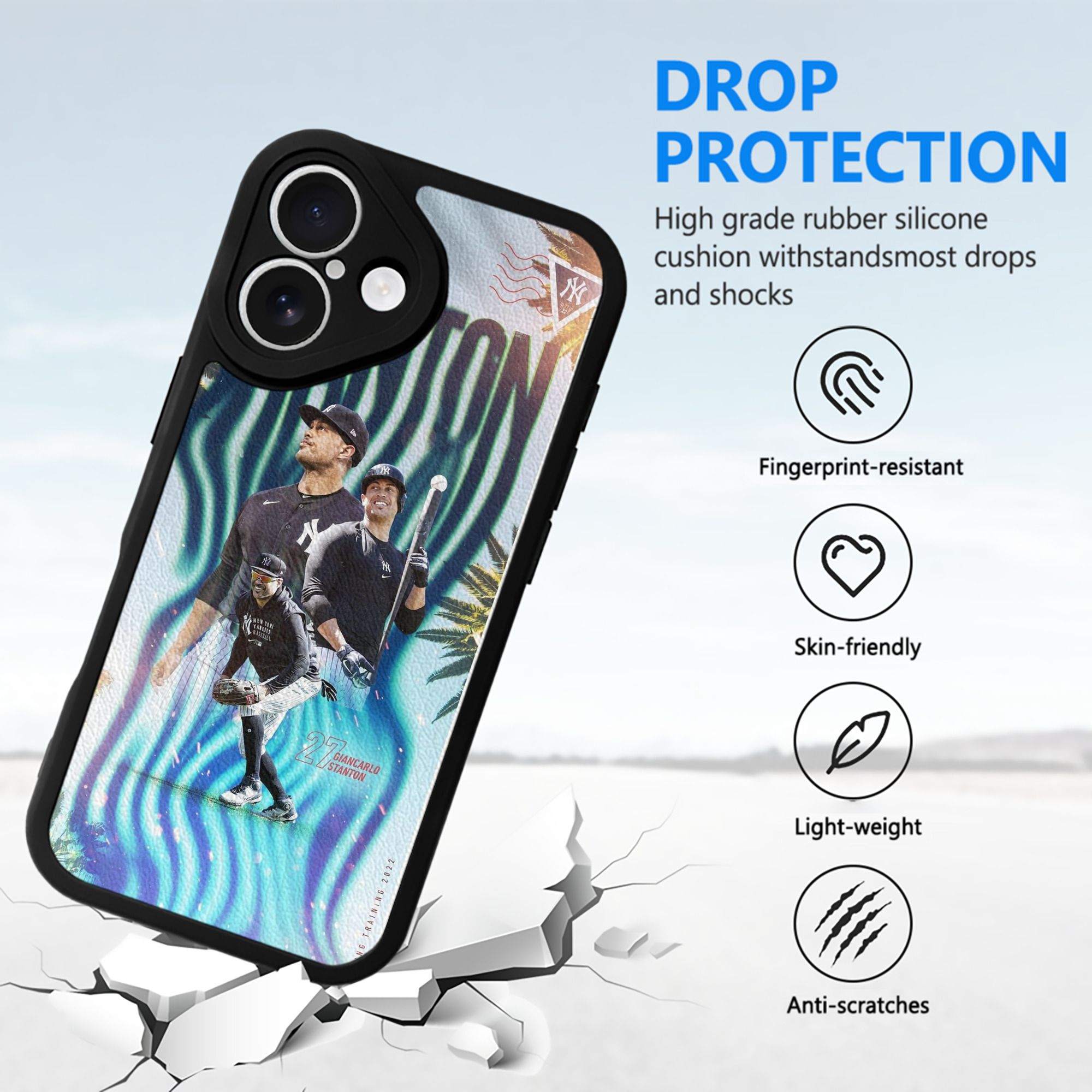 Giancarlo Stanton 31 IPhone 16 Silicone Leather Case – UV Print, Lambskin Texture – Perfect Fit, Wireless Charging Compatible, Scratch Resistant, Precise Cutouts – Stylish Protection For IPhone 16