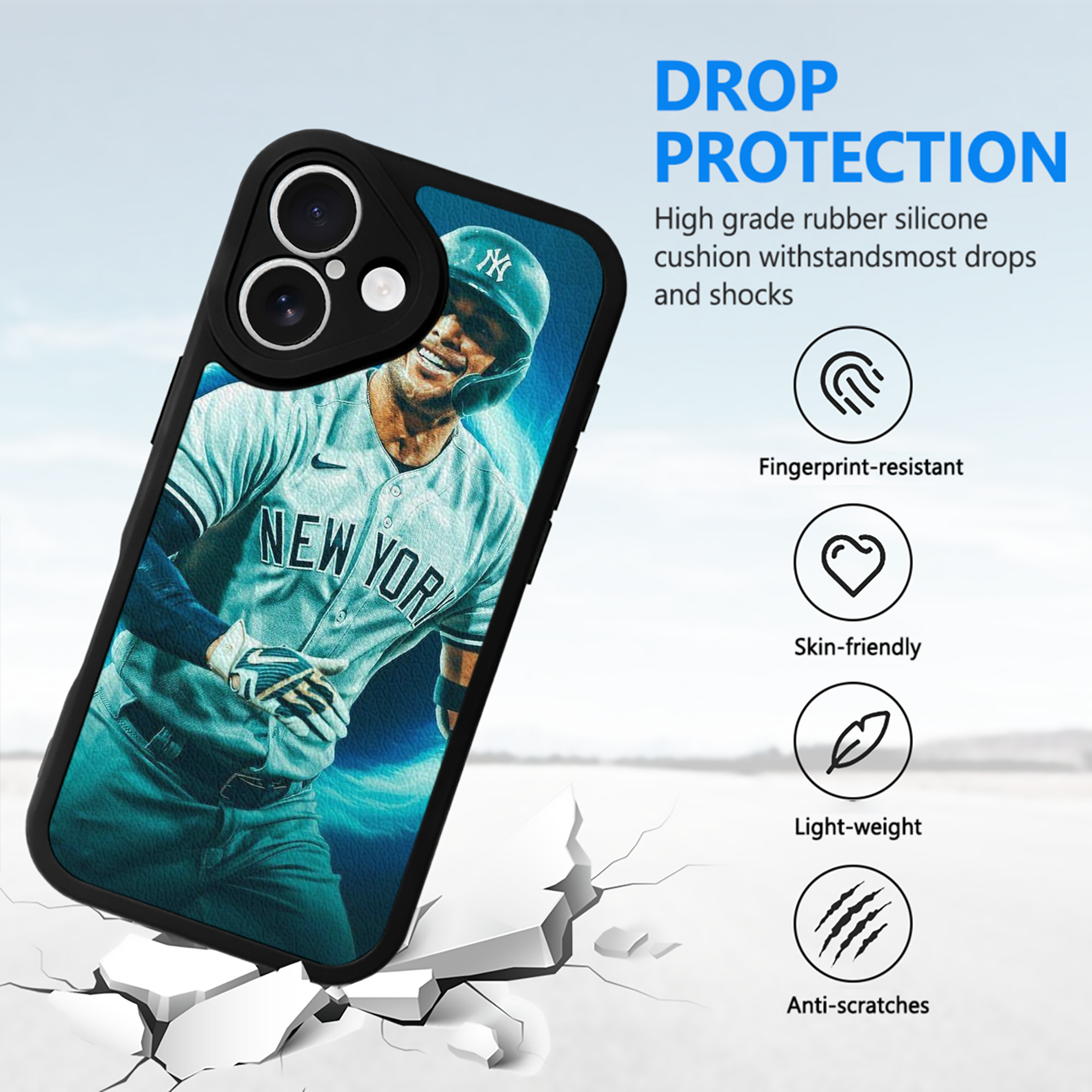 Giancarlo Stanton 35 IPhone 16 Silicone Leather Case – UV Print, Lambskin Texture – Perfect Fit, Wireless Charging Compatible, Scratch Resistant, Precise Cutouts – Stylish Protection For IPhone 16