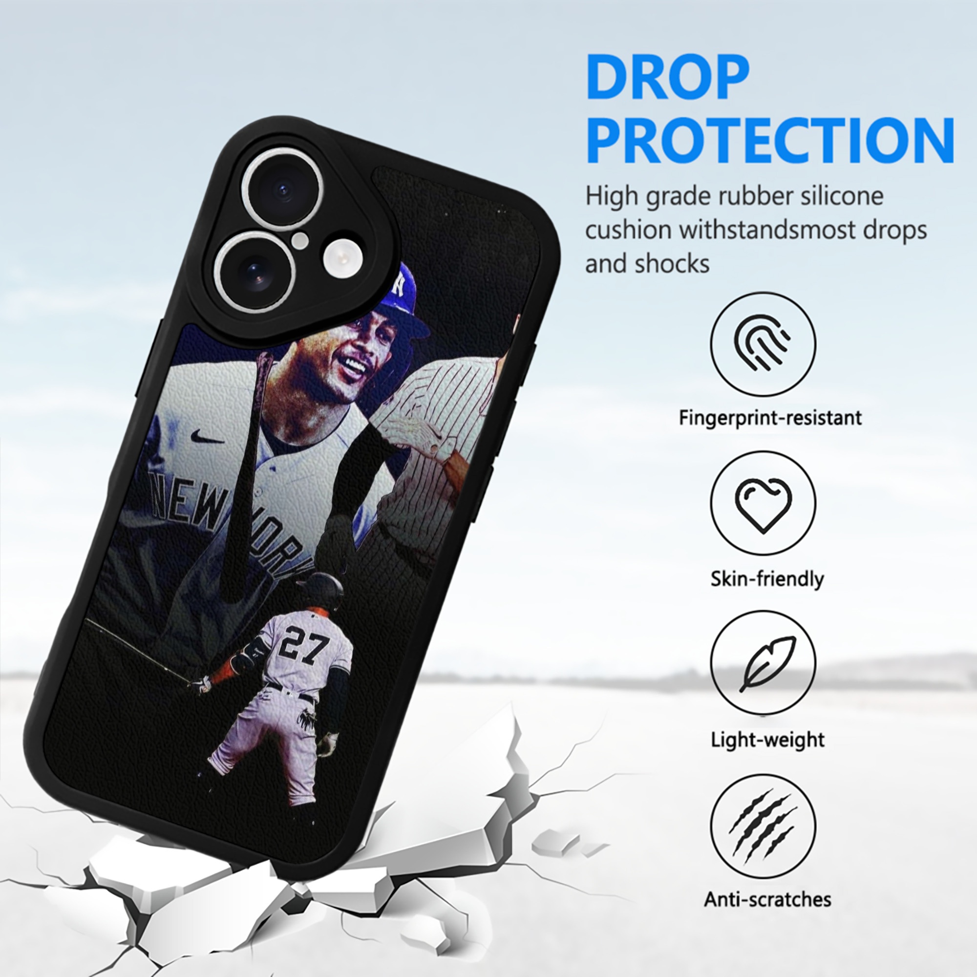 Giancarlo Stanton 36 IPhone 16 Silicone Leather Case – UV Print, Lambskin Texture – Perfect Fit, Wireless Charging Compatible, Scratch Resistant, Precise Cutouts – Stylish Protection For IPhone 16